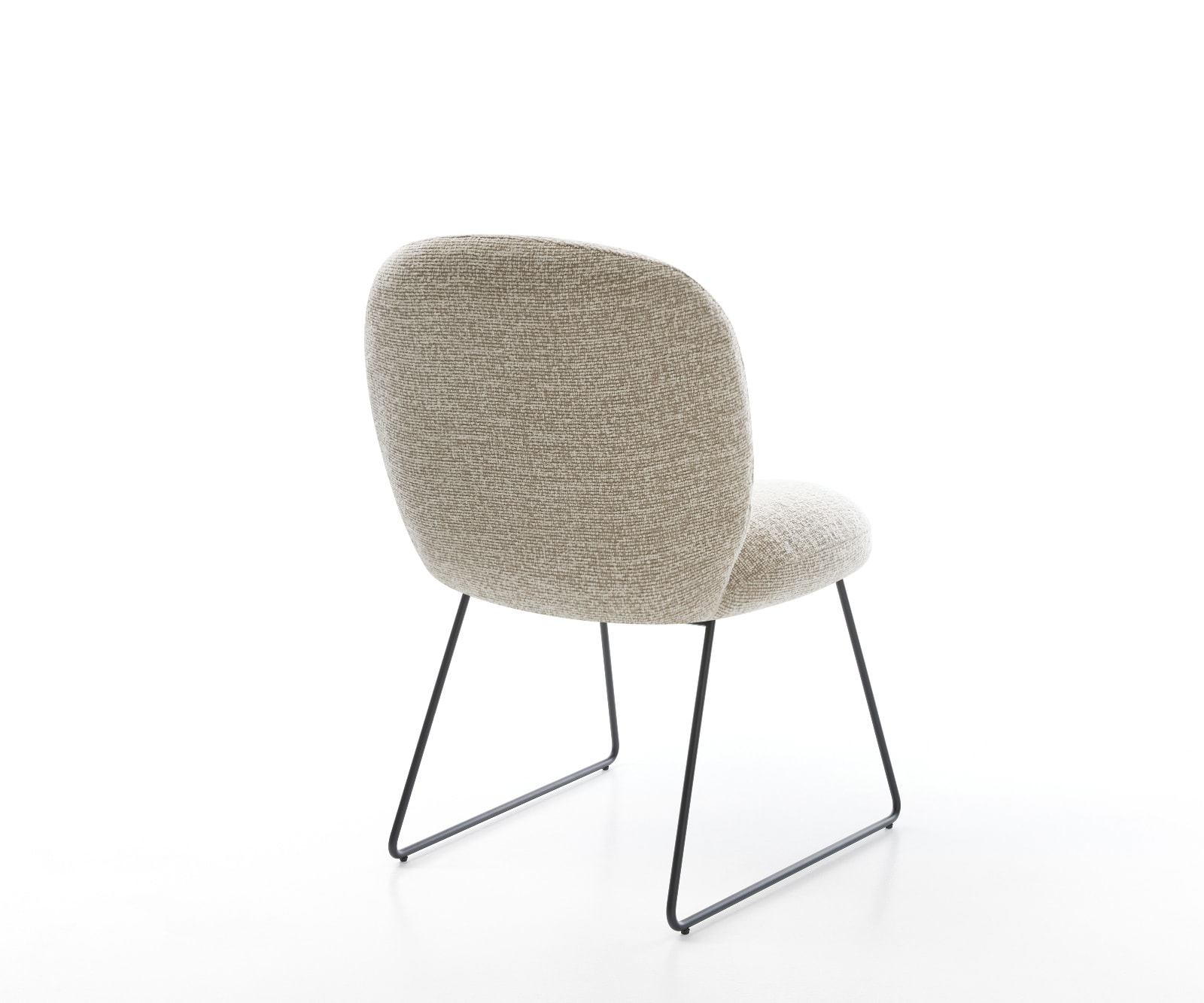 Chaise-de-salle-à-manger Nube-Flex tissu tissé doux beige pied trapèze noir resorts ensachés 5