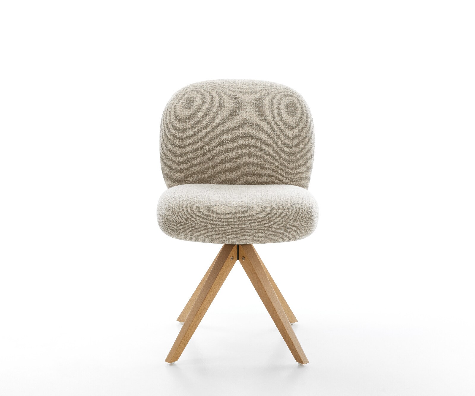 Chaise-pivotante Nube-Flex tissu tissé doux beige pied en bois angulaire naturel pivotement sur 180° resorts ensachés 2