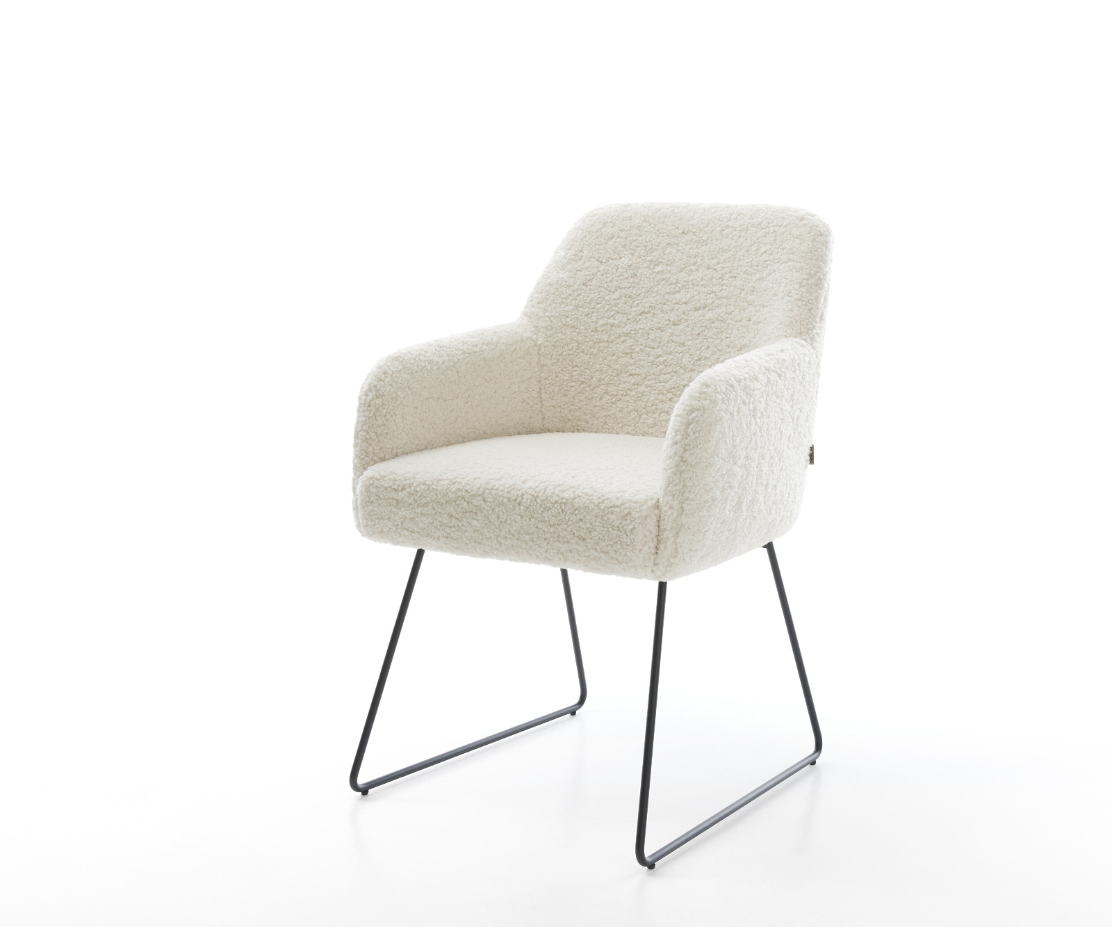 Chaise-de-salle-à-manger Greg-Flex tissu teddy beige pied trapèze noir resorts ensachés 1