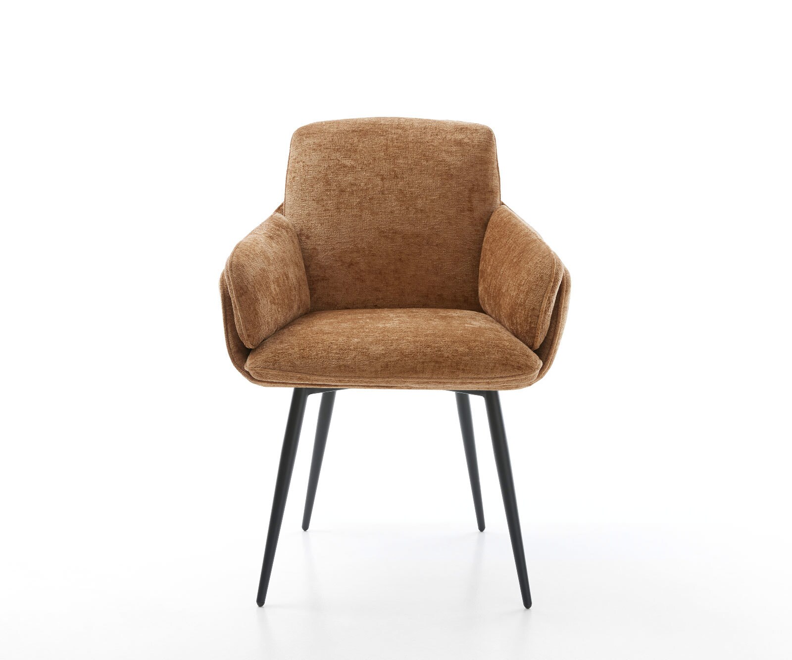 Chaise-de-salle-à-manger Luan-Flex avec accoudoirs chenille rouille 4 pieds coniques noir 1 Chaise-de-salle-à-manger Luan-Flex avec accoudoirs chenille rouille 4 pieds coniques noir 1