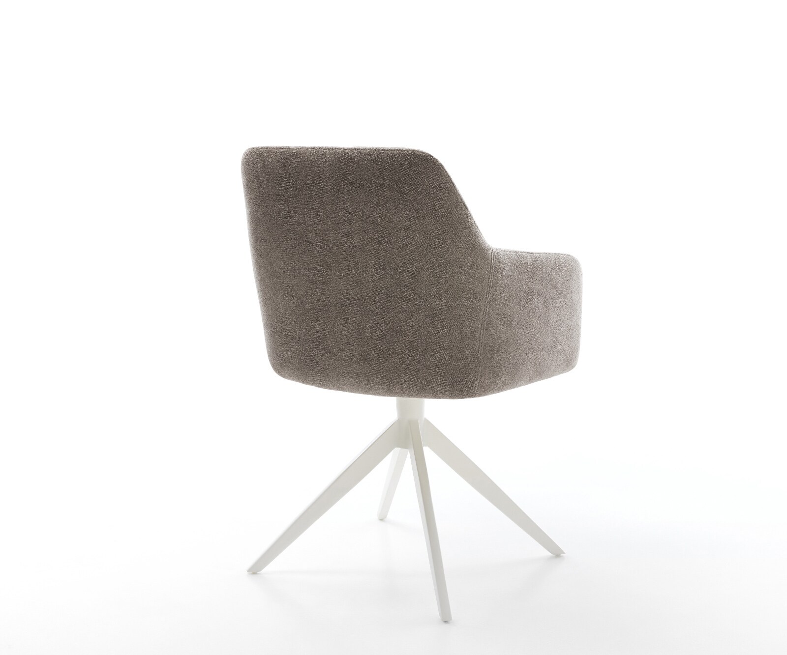 Chaise-pivotante Greg-Flex tissu structuré doux taupe pied croisé large blanc pivotement sur 360° fonction bascule ressorts ensachés 5