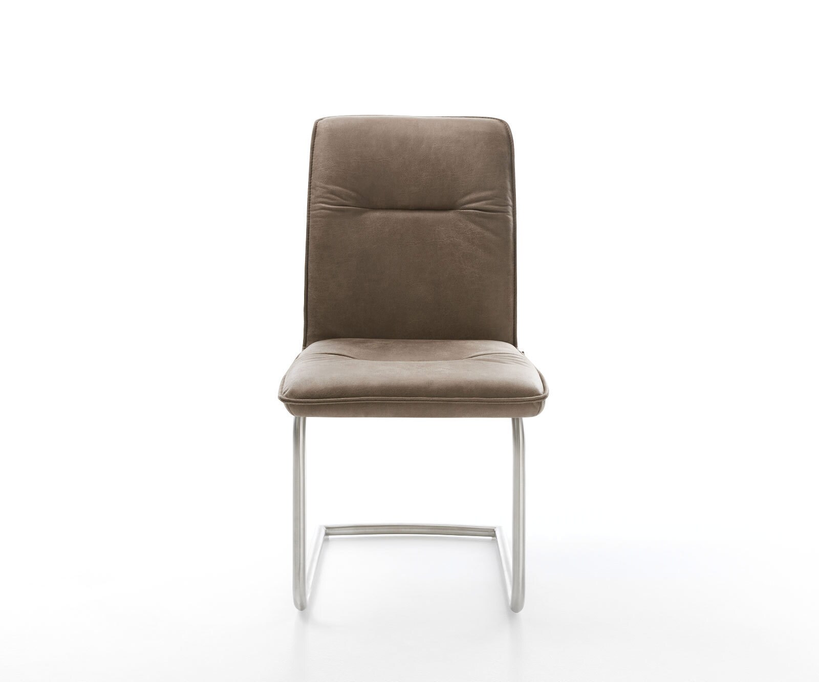 Cantilever Vinjo-Flex microvelours taupe vintage pied cantilever rond acier inoxydable brossé 1 Cantilever Vinjo-Flex microvelours taupe vintage pied cantilever rond acier inoxydable brossé 1