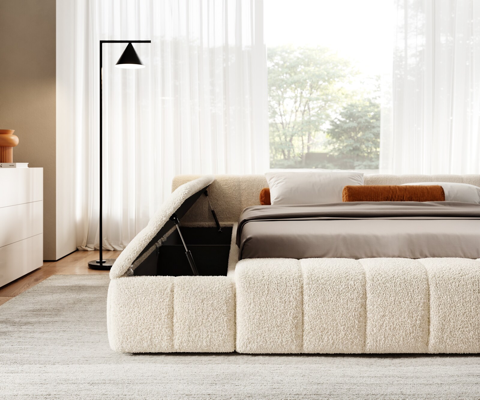 Sommier-rembourré Espazio 180x200 cm Tissu peluche beige 4