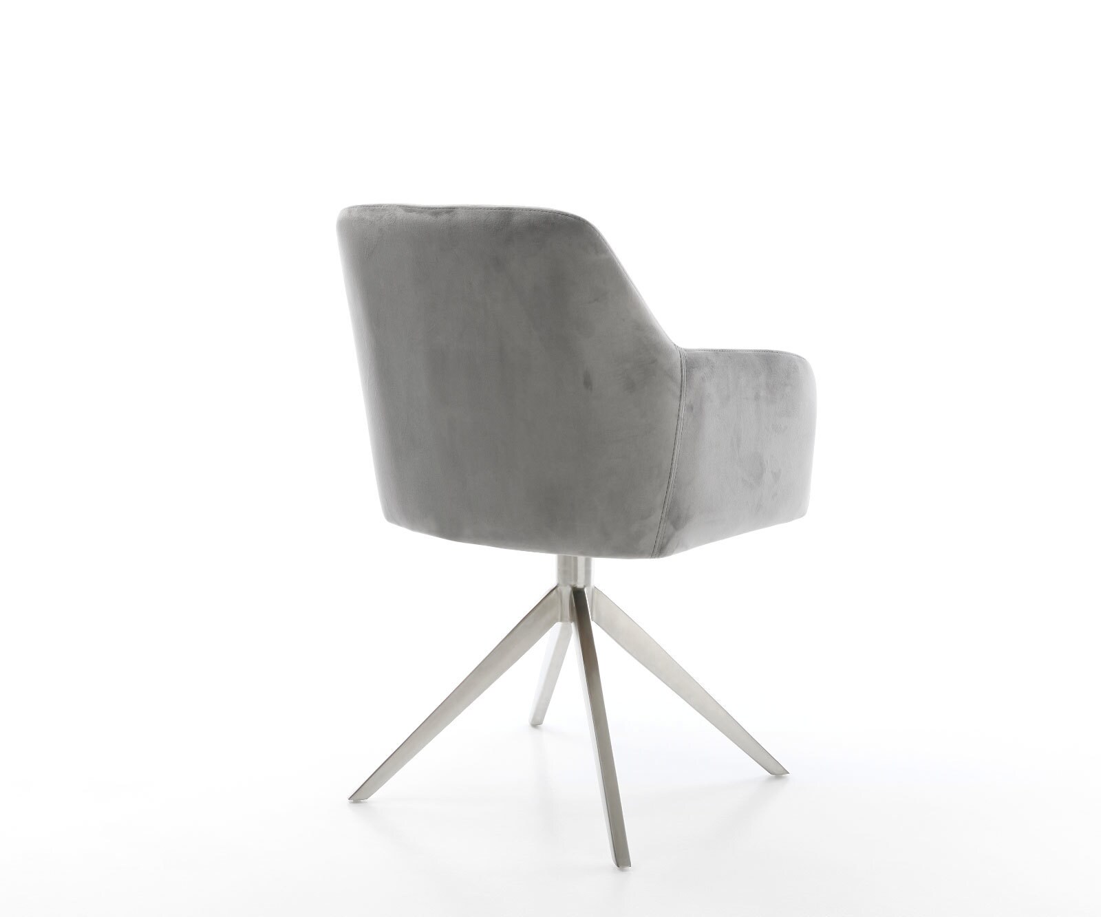 Chaise-pivotante Greg-Flex velours gris pied croisé large acier inoxydable brossé pivotement sur 360° fonction bascule ressorts ensachés 4
