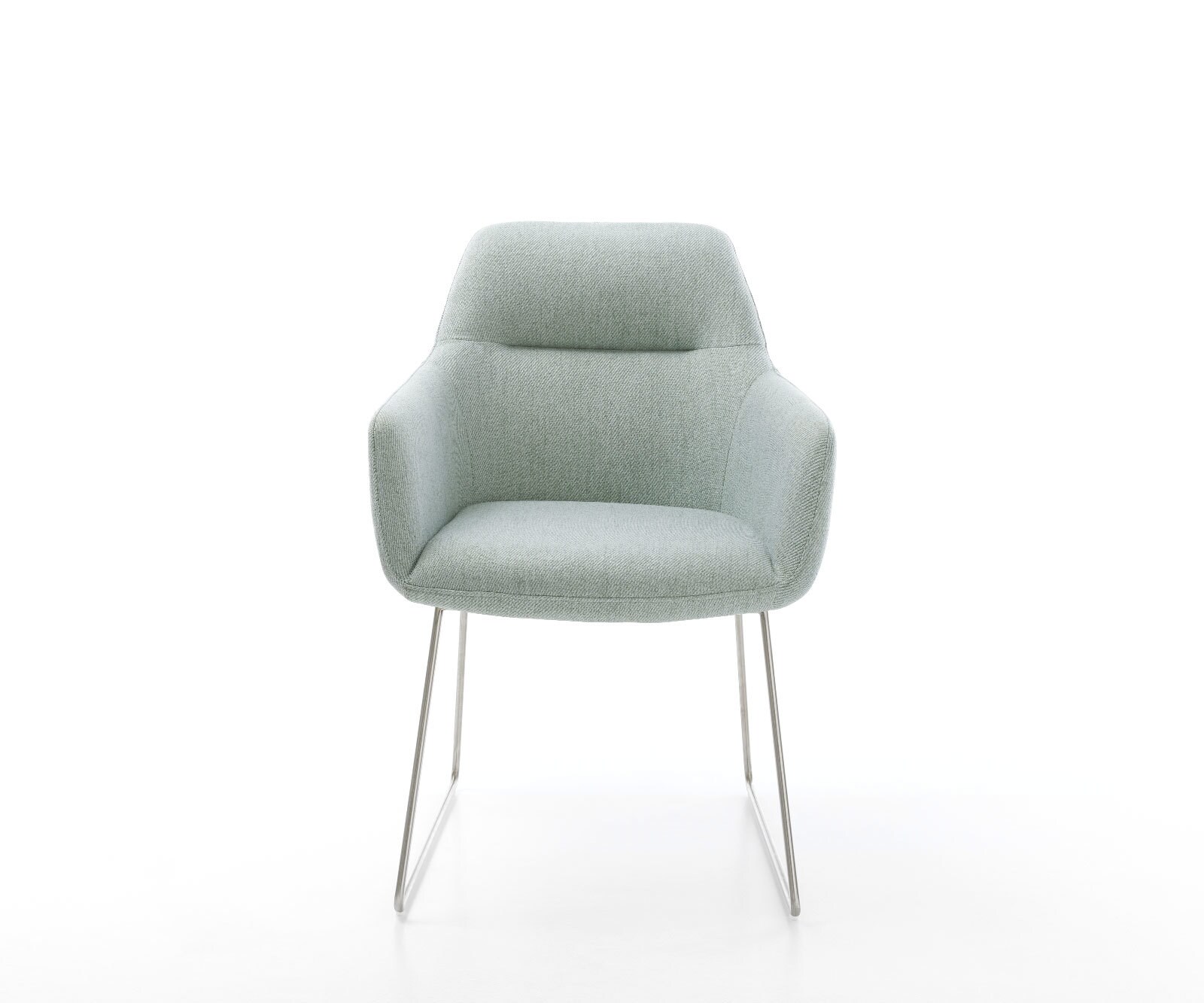 Chaise-de-salle-à-manger Pejo-Flex rayures Vert menthe pied trapèze acier inoxydable brossé 1
