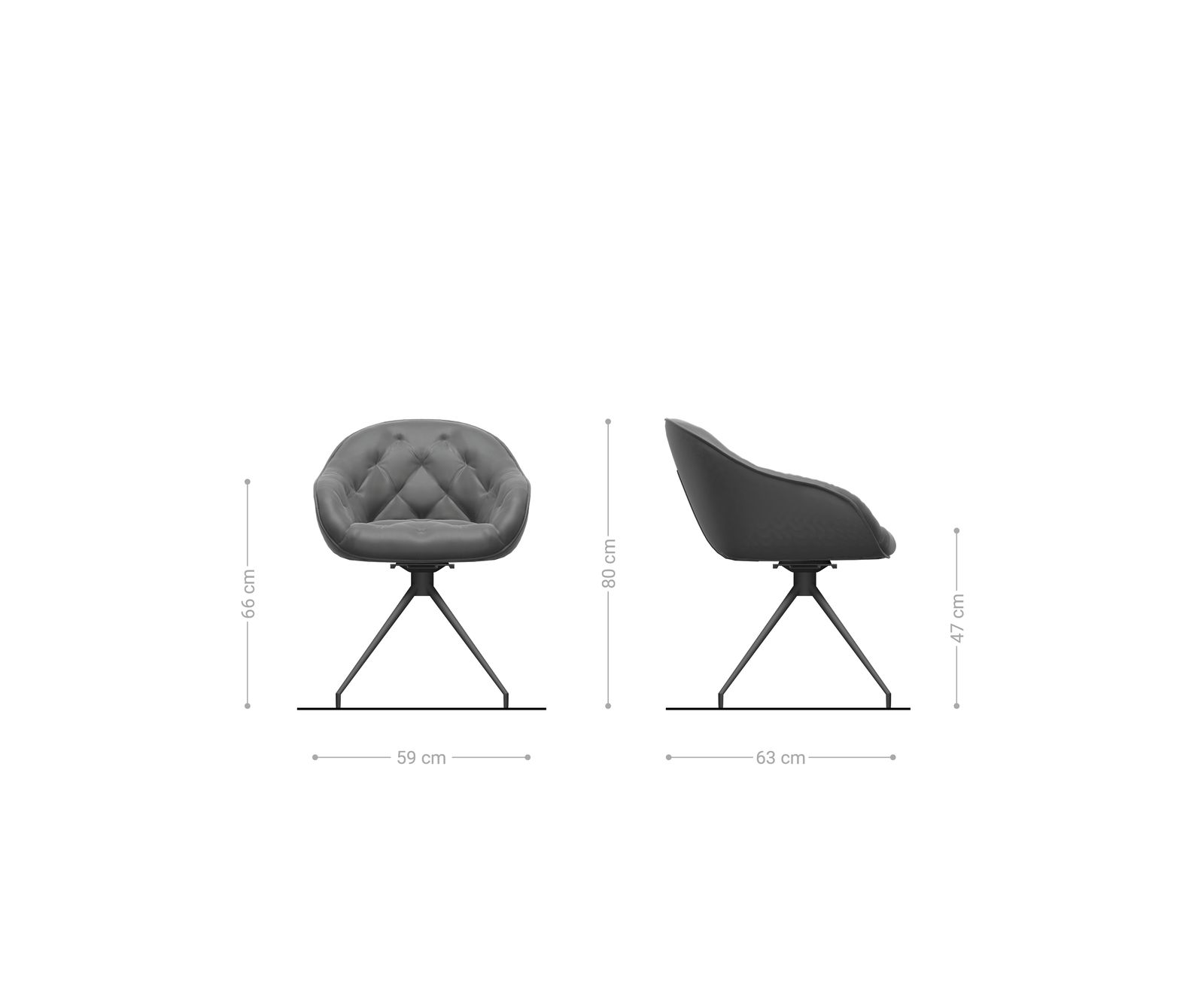 Chaise-de-salle-à-manger Gaio-Flex cuir de vache noir pied croisé conique noir 5