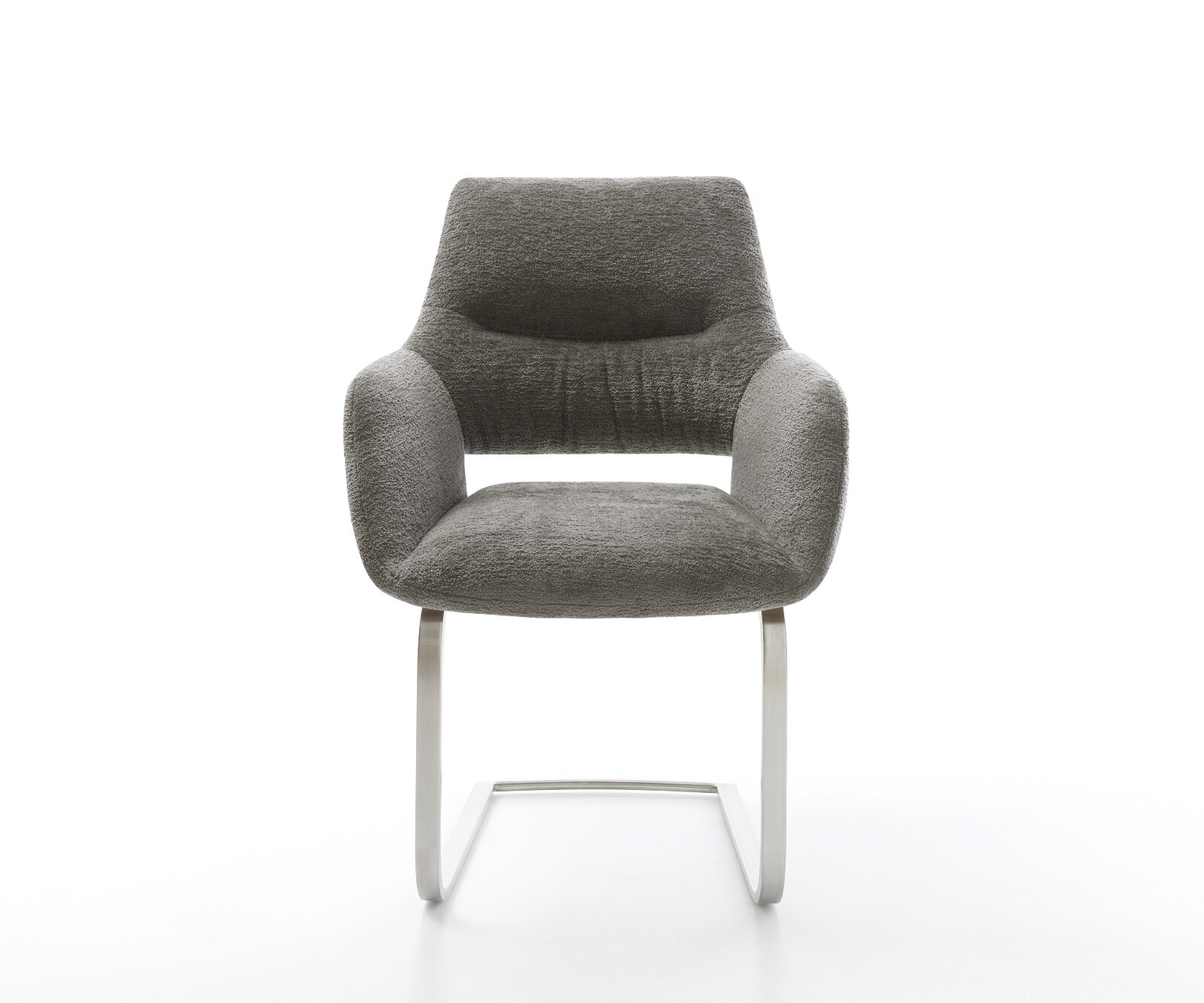 Cantilever Yago-Flex avec accoudoirs bouclé doux couleur boue pied cantilever plat acier inoxydable resorts ensachés 2