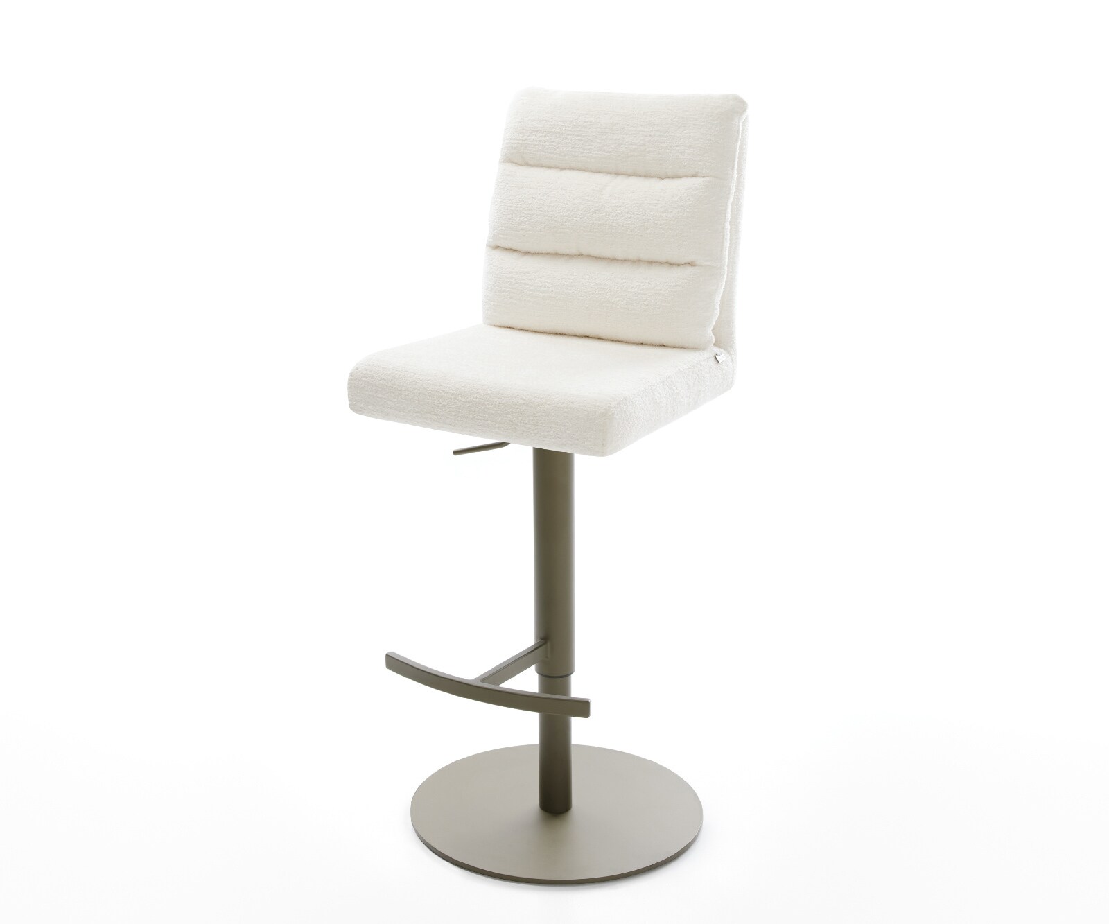 Chaise-de-bar Pela-Flex Bouclé doux Beige Pied pivotant réglable en hauteur couleur titane Couleur titane