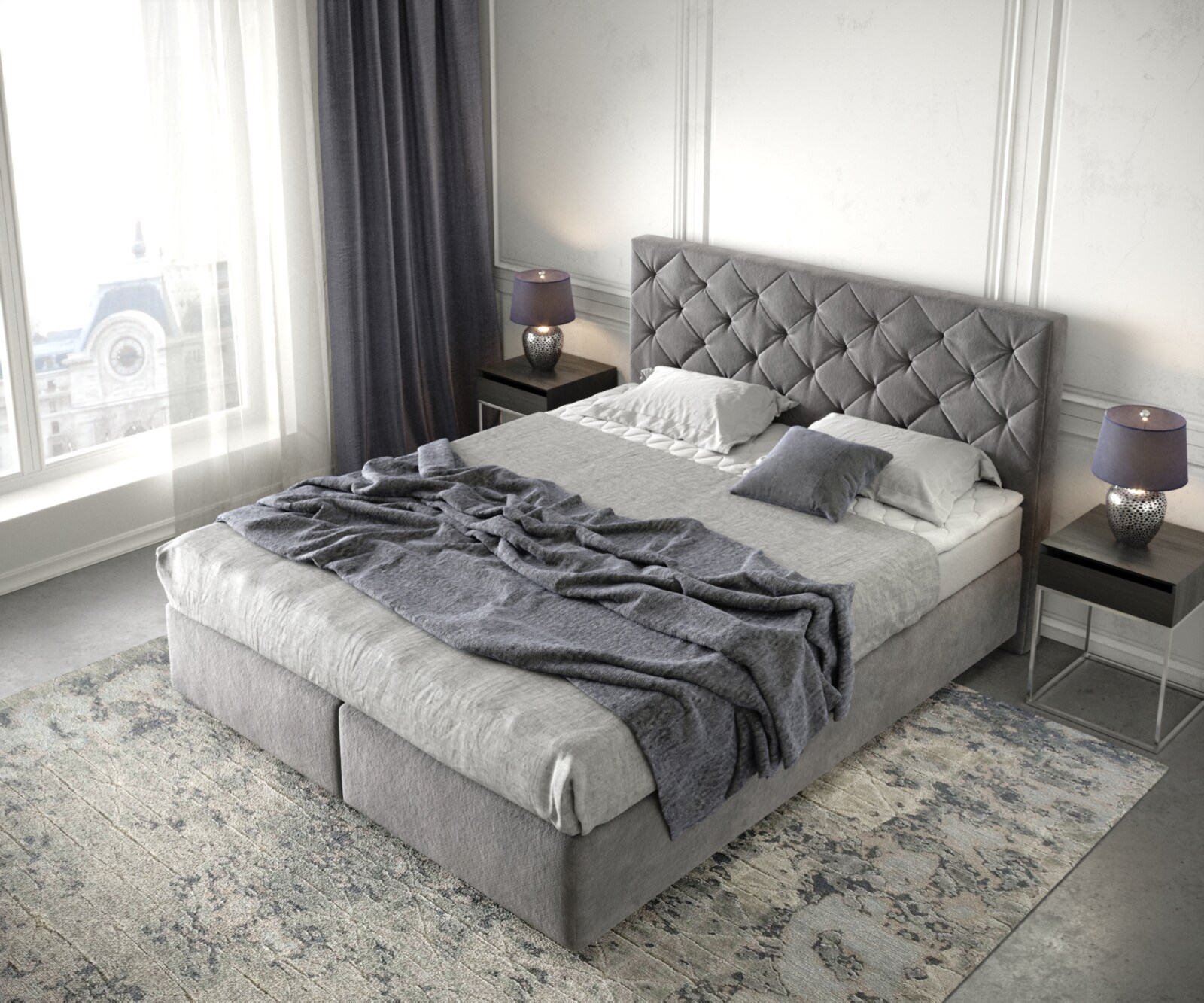 Lit-à-sommier-tapissier Dream-Great 160x200 cm en microfibre taupe 3
