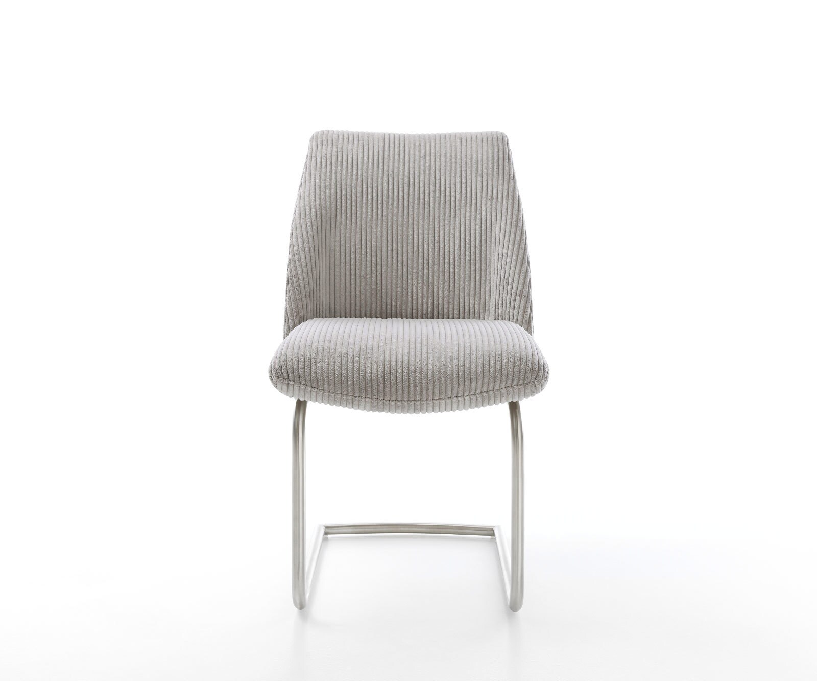 Cantilever Elso-Flex côtelé gris argenté pied cantilever rond acier inoxydable brossé ressorts ensachés 2