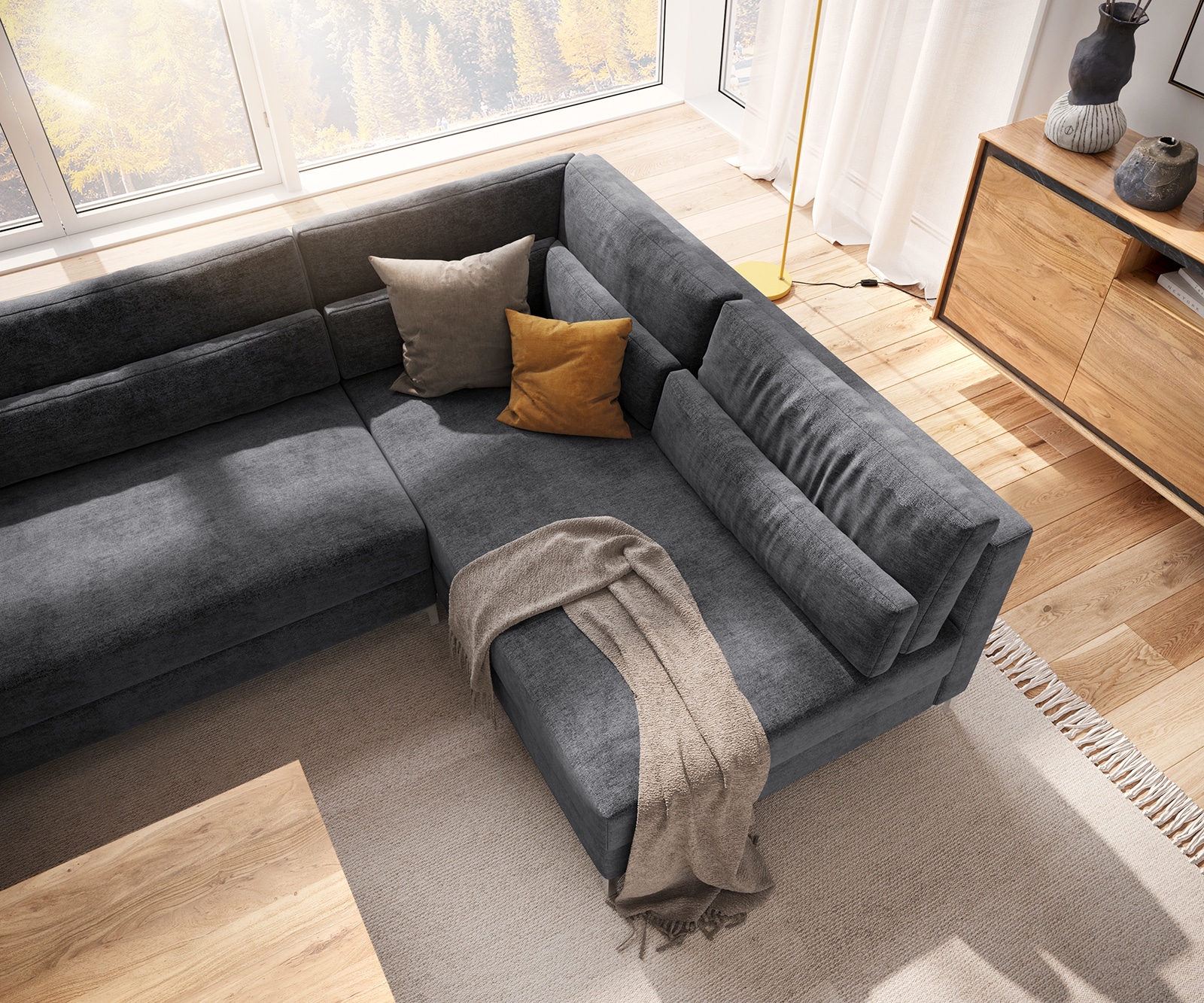 Canapé-panoramique Elio XL 400x185 cm Microfibre Graphite 4 Canapé-panoramique Elio XL 400x185 cm Microfibre Graphite 4