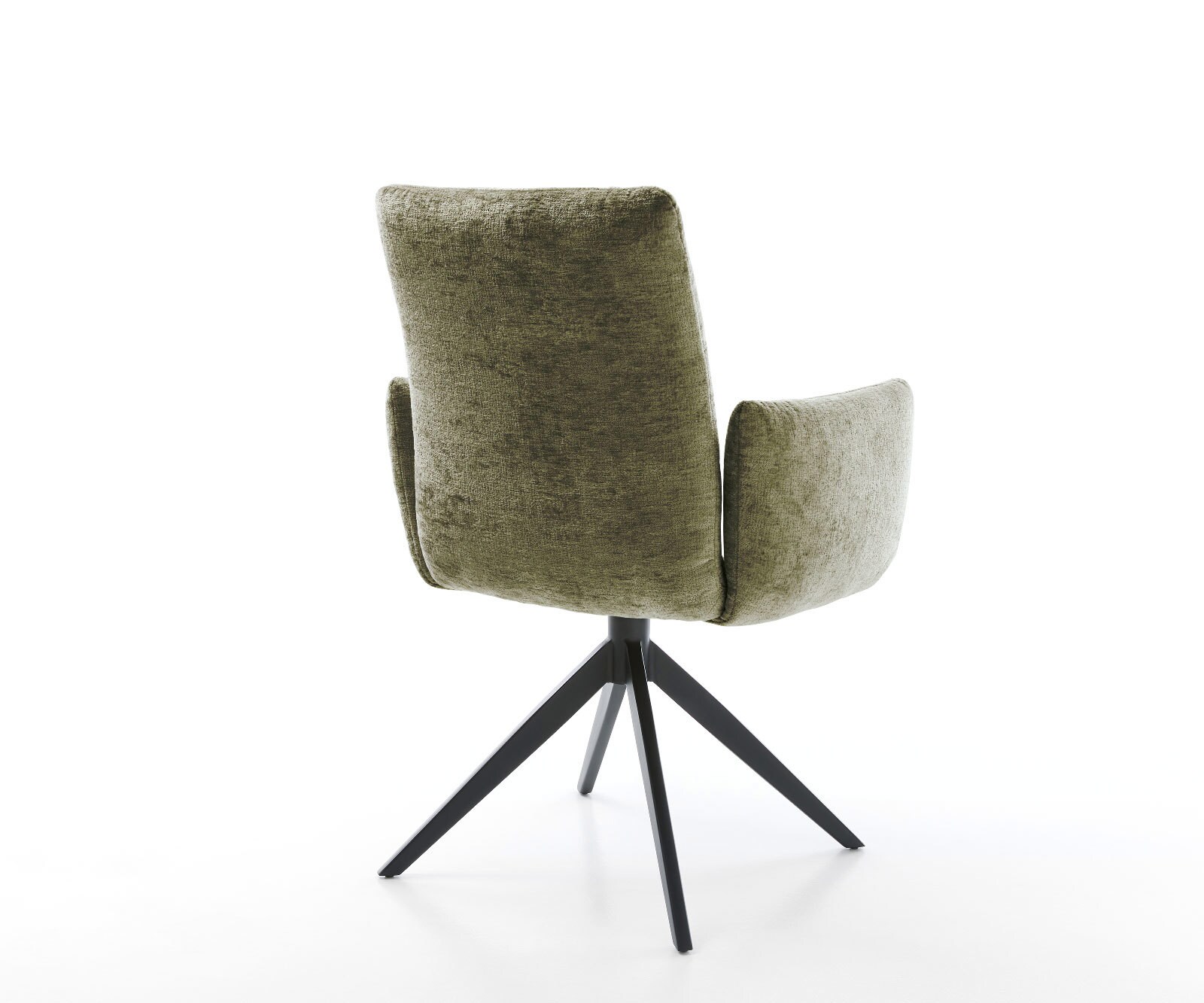 Chaise-pivotante Jova-Flex avec accoudoirs chenille olive pied croisé large noir pivotement sur 360° fonction bascule ressorts ensachés 4