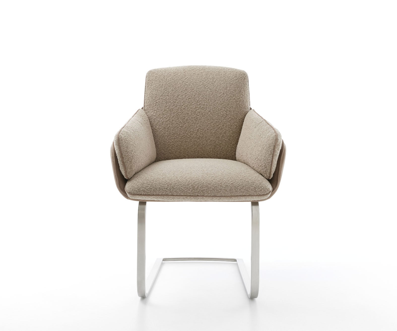 Cantilever Luan-Flex avec accoudoirs tissu mixte couleur boue pied cantilever plat acier inoxydable brossé 1 Cantilever Luan-Flex avec accoudoirs tissu mixte couleur boue pied cantilever plat acier inoxydable brossé 1