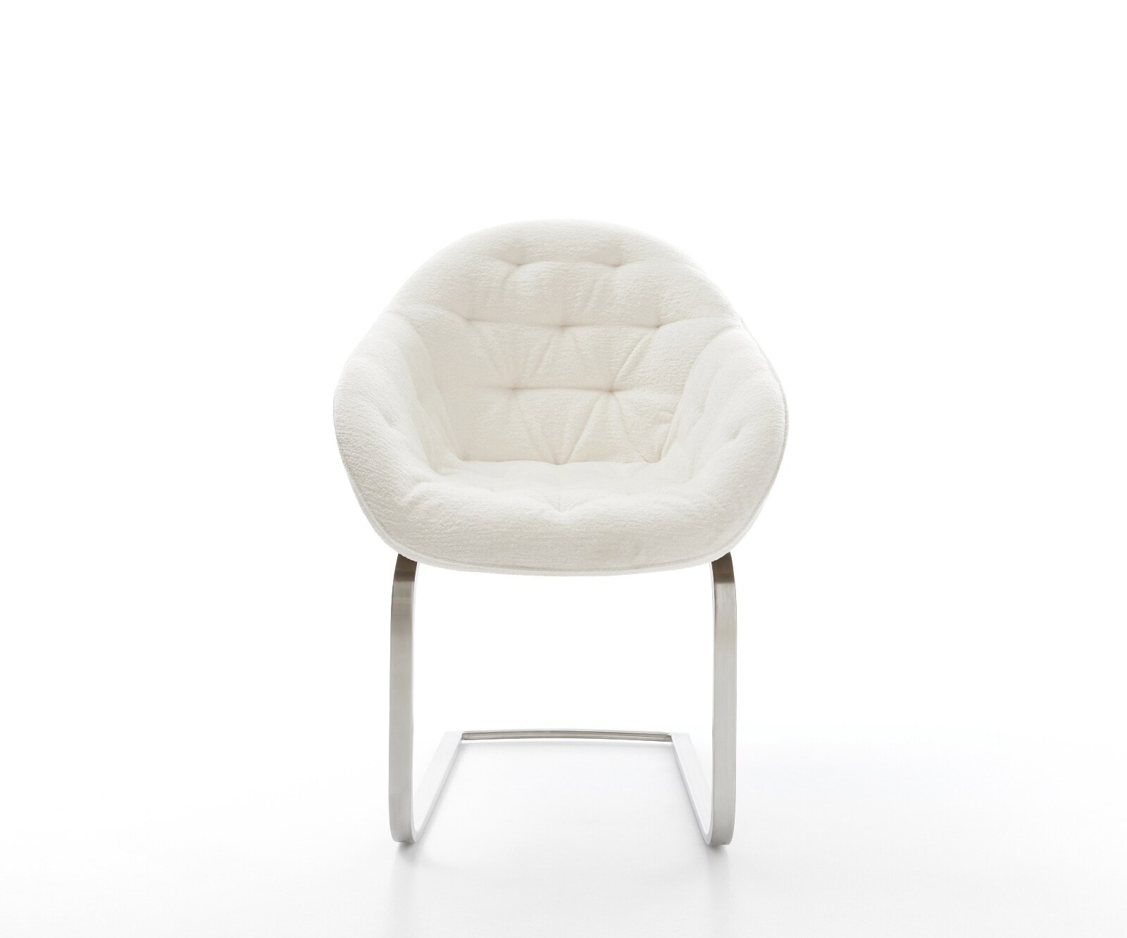 Cantilever Gaio-Flex bouclé doux beige pied cantilever plat acier inoxydable 1