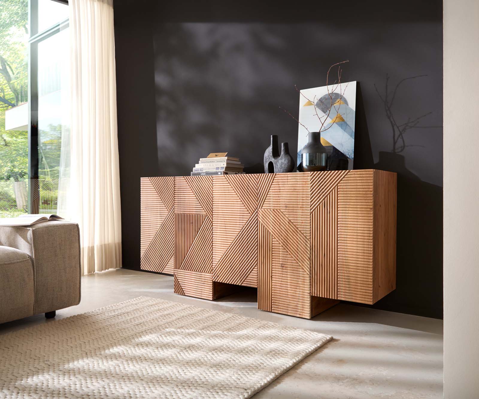 Buffet Naxxar 180 cm Acacia Naturel 5 portes Buffet Naxxar 180 cm Acacia Naturel 5 portes