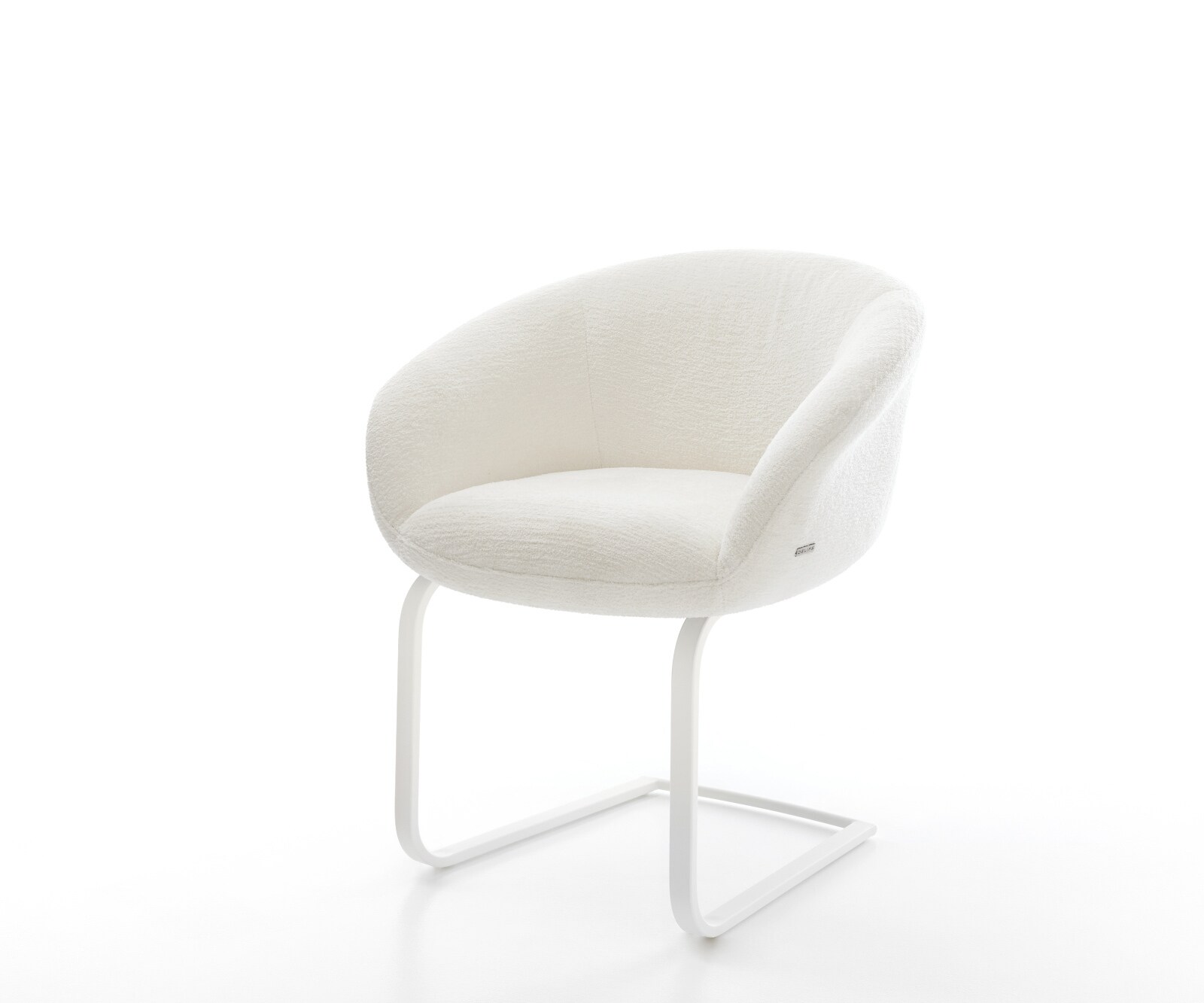 Cantilever Vinka-Flex avec accoudoirs bouclé doux beige pied cantilever plat blanc resorts ensachés 1