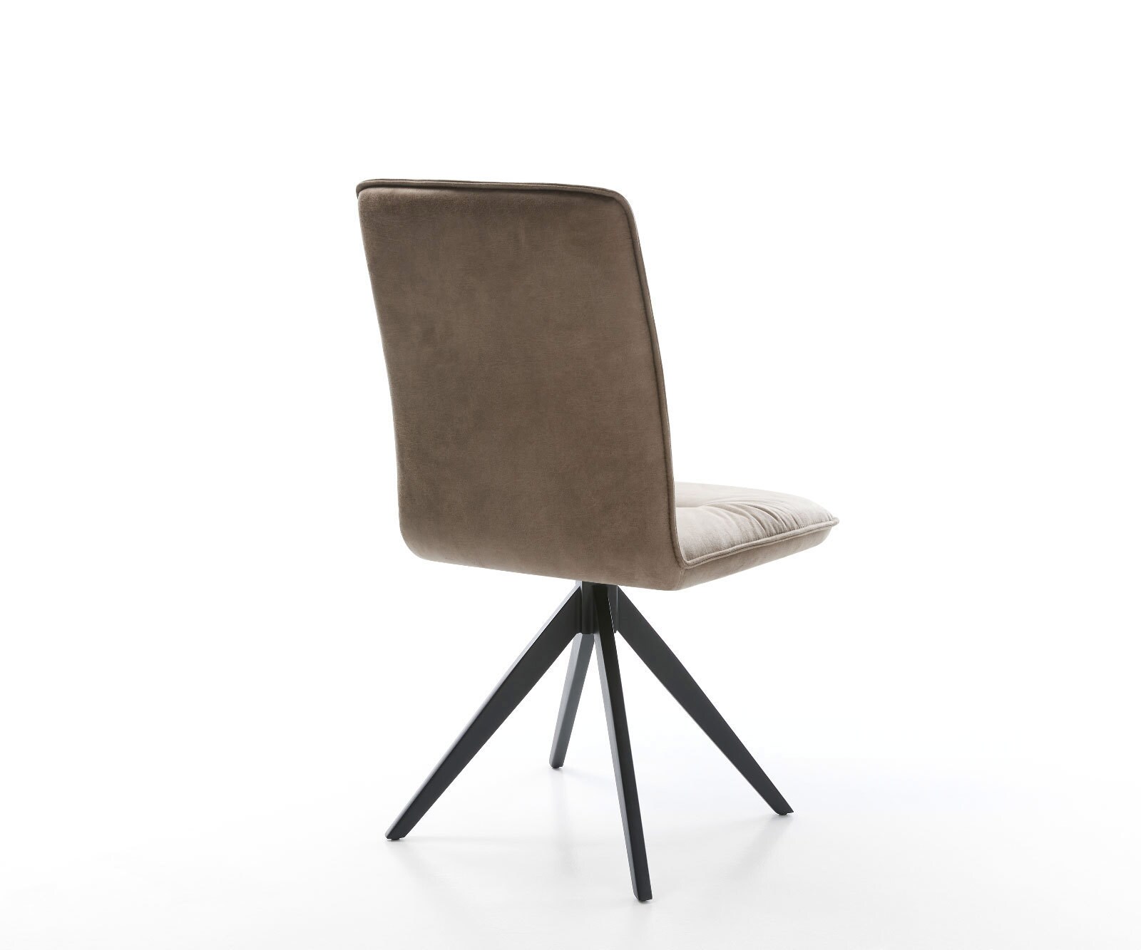 Chaise-de-salle-à-manger Vinjo-Flex microvelours taupe vintage pied croisé angulaire noir 4