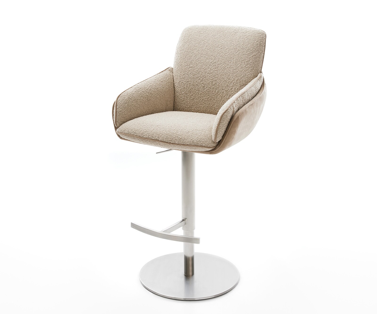 Chaise-de-bar Luan-Flex mélange de matériaux boue pied pivotant réglable en hauteur acier inoxydable pivotant ressorts ensachés