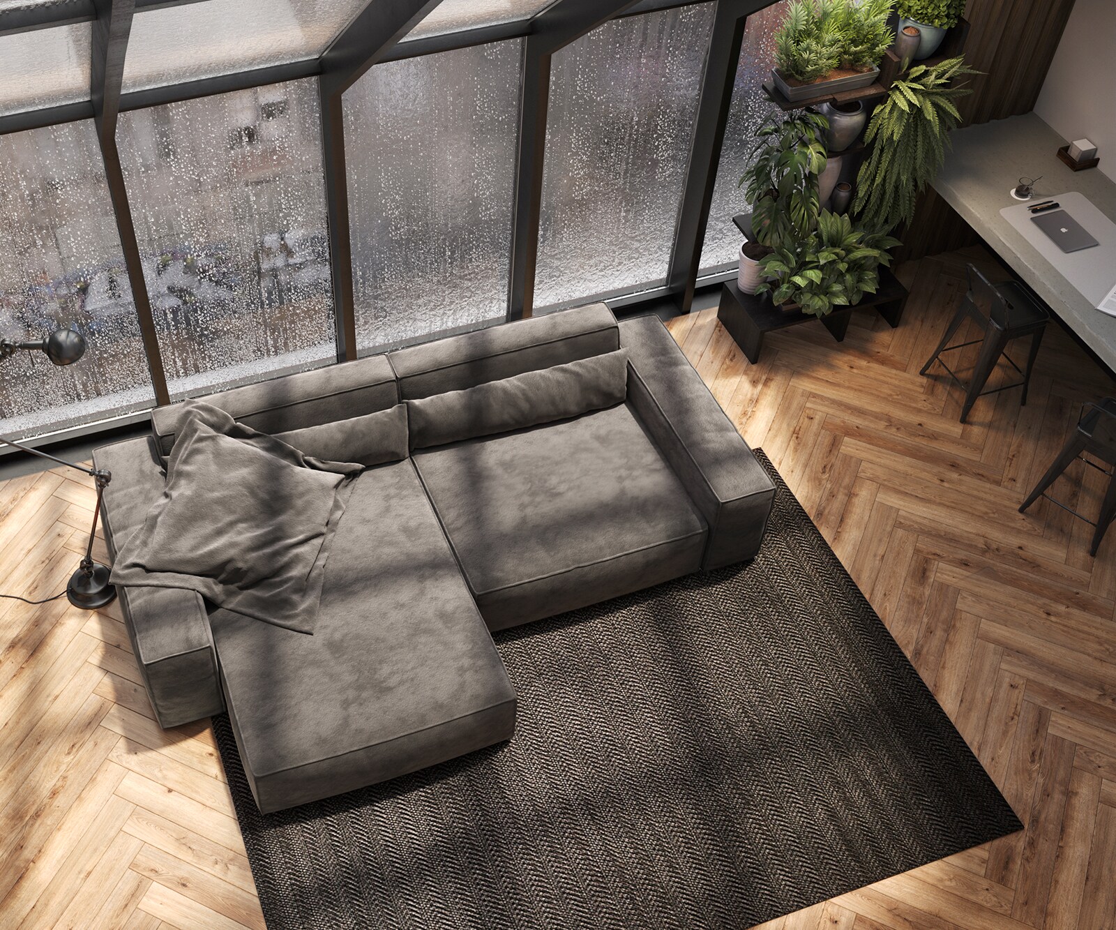 Canapé-d'angle Sirpio XL 270x170 cm microfibre marron kaki Recamière variable 3