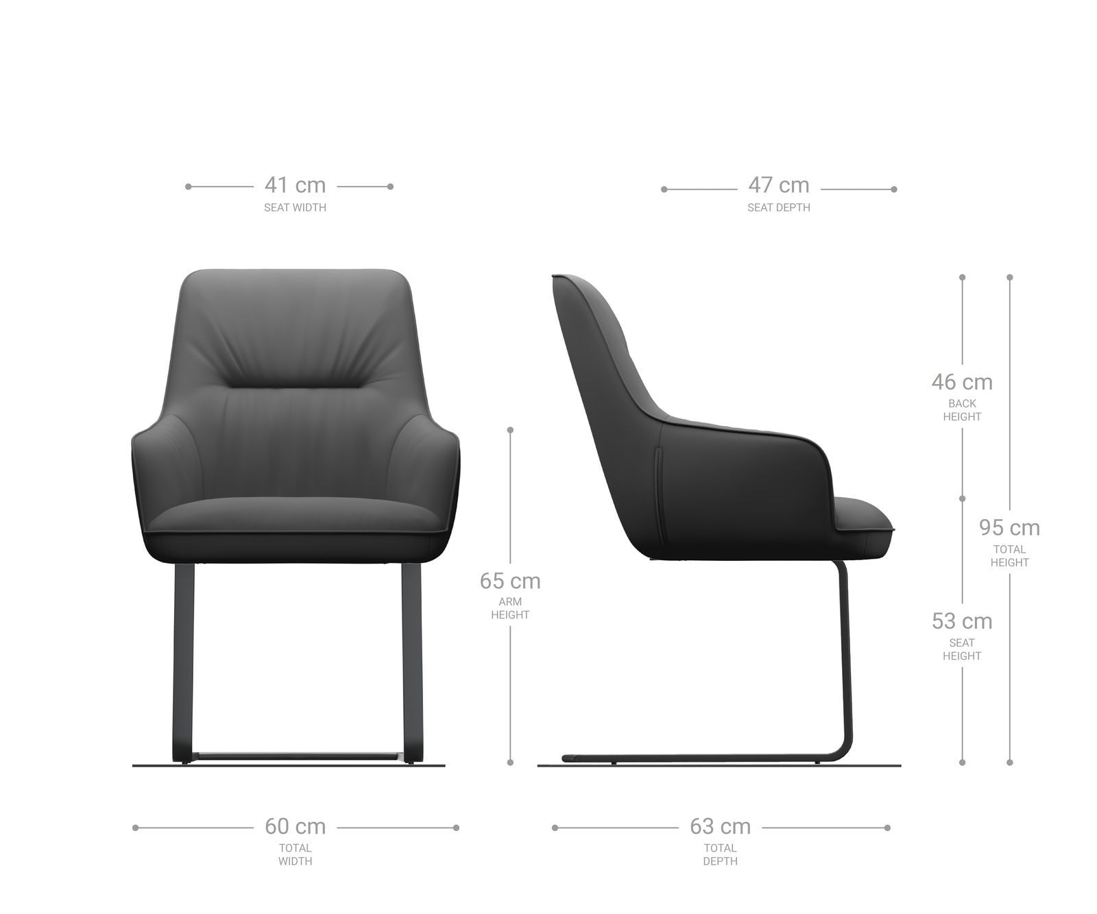 Cantilever Zelia-Flex avec accoudoirs tissu texturé gris clair pied cantilever plat noir ressorts ensachés 5 Cantilever Zelia-Flex avec accoudoirs tissu texturé gris clair pied cantilever plat noir ressorts ensachés 5