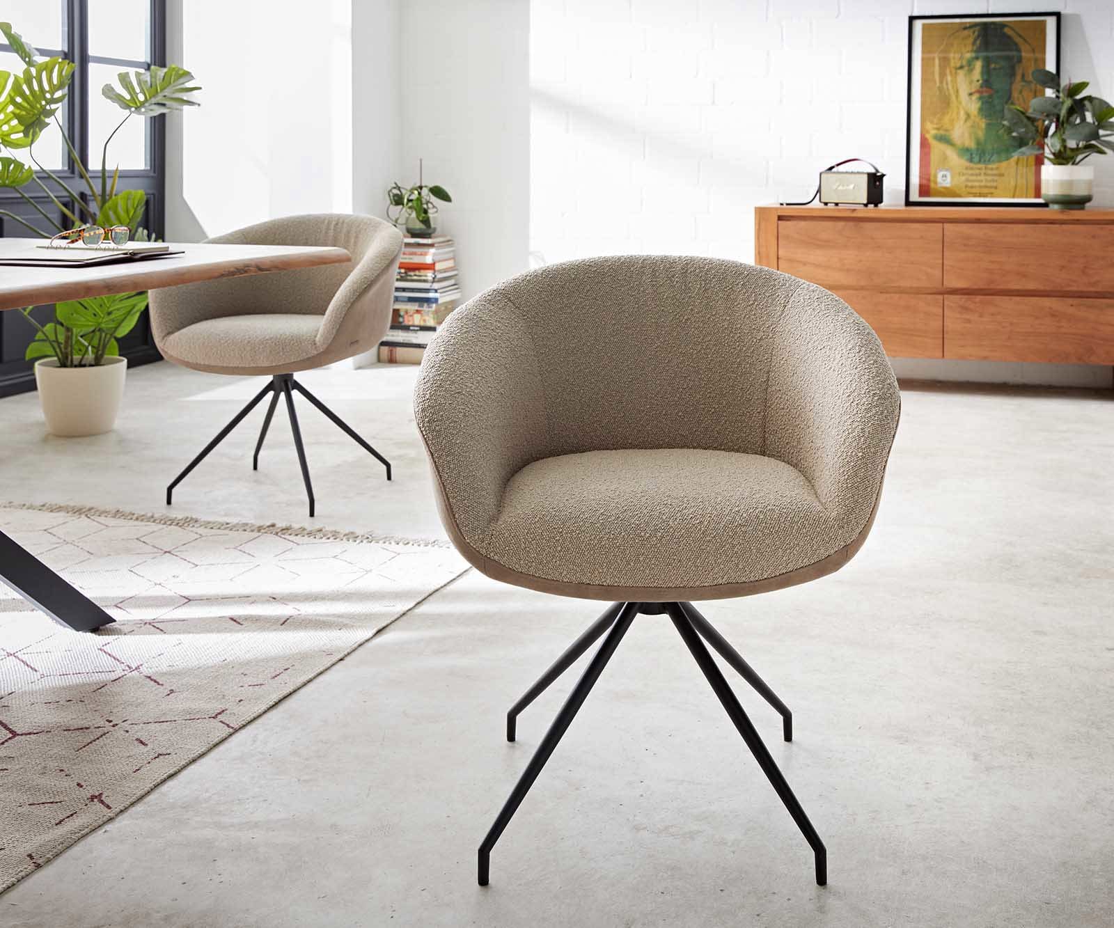 Chaise-pivotante Vinka-Flex avec accoudoirs tissu mixte couleur boue pied croisé conique noir pivotement sur 180° ressorts ensachés 1 Chaise-pivotante Vinka-Flex avec accoudoirs tissu mixte couleur boue pied croisé conique noir pivotement sur 180° ressorts ensachés 1