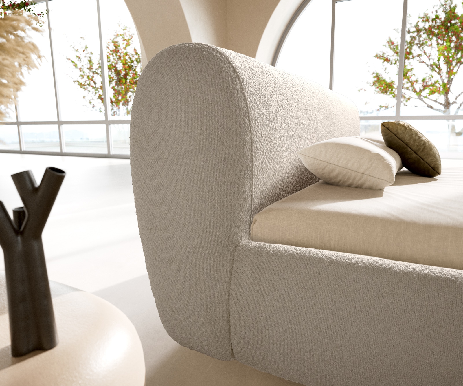 Cadre-de-lit rembourré Shona 180x200 cm Bouclé Crème-Blanc 4 Cadre-de-lit rembourré Shona 180x200 cm Bouclé Crème-Blanc 4