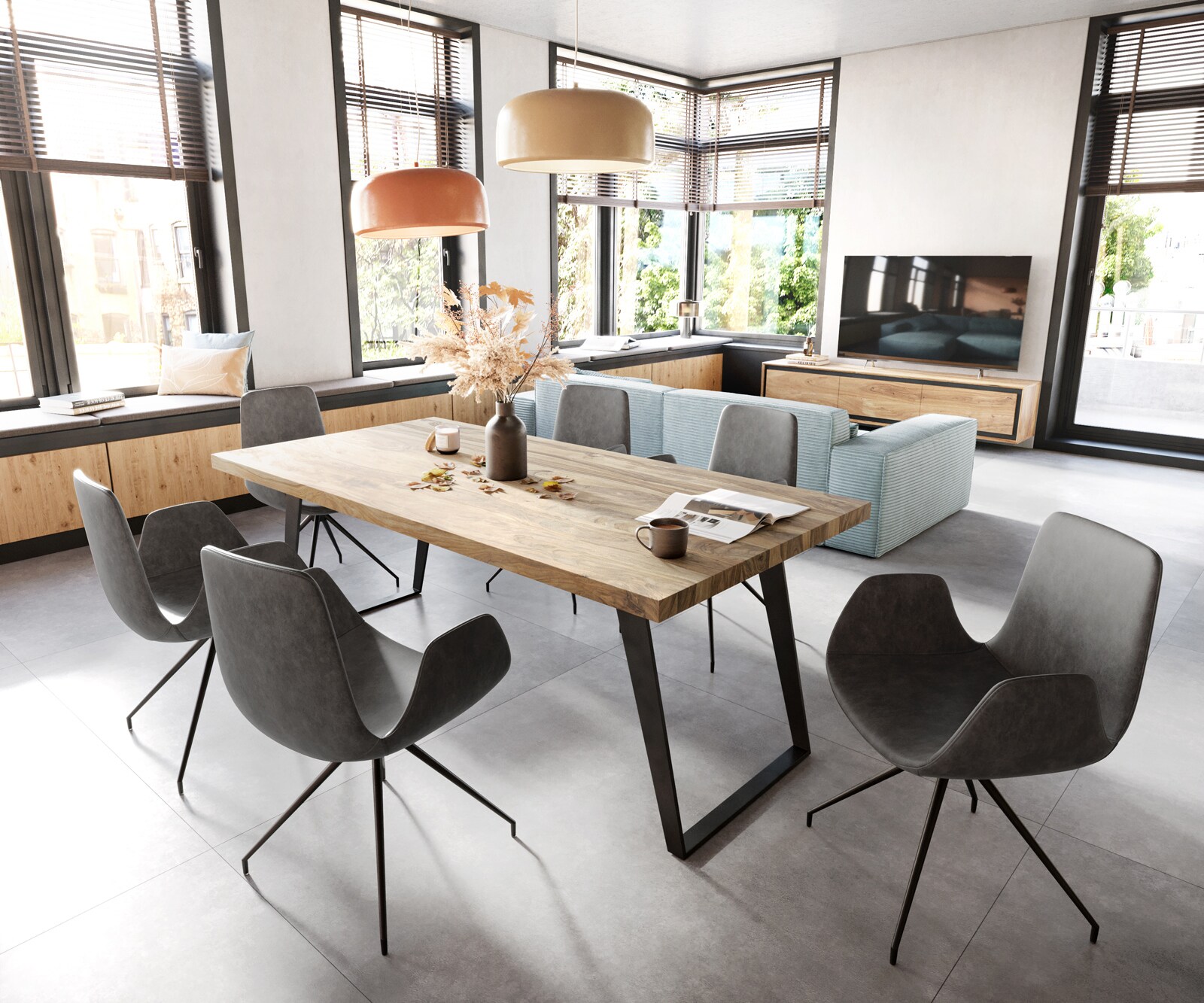 Chaise-de-salle-à-manger Ilia-Flex avec accoudoirs microvelours anthracite vintage pied croisé conique noir 3 Chaise-de-salle-à-manger Ilia-Flex avec accoudoirs microvelours anthracite vintage pied croisé conique noir 3