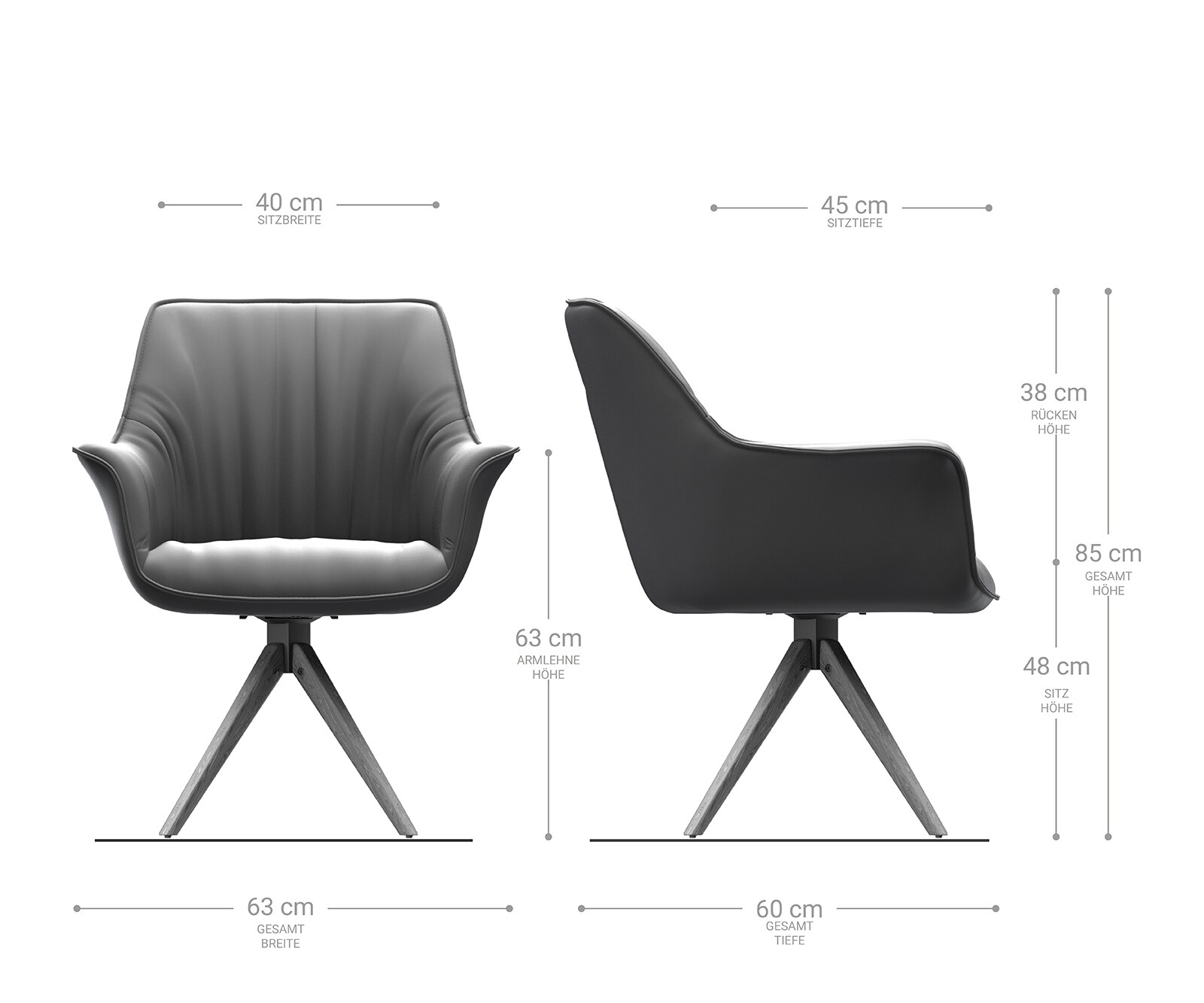 Chaise-de-salle-à-manger Keila-Flex avec accoudoirs velours gris pied en bois angulaire naturel 1 Chaise-de-salle-à-manger Keila-Flex avec accoudoirs velours gris pied en bois angulaire naturel 1
