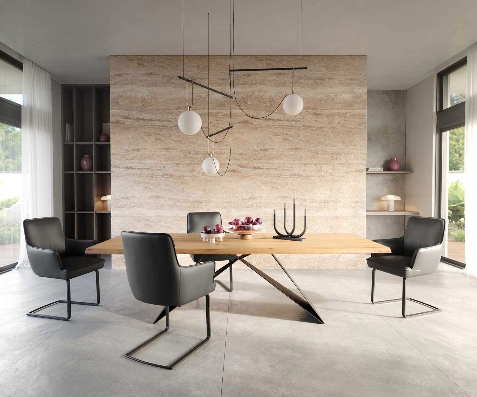 Cantilever Heira-Flex avec accoudoirs cuir de vache noir pied cantilever plat noir ressorts ensachés 2 Cantilever Heira-Flex avec accoudoirs cuir de vache noir pied cantilever plat noir ressorts ensachés 2