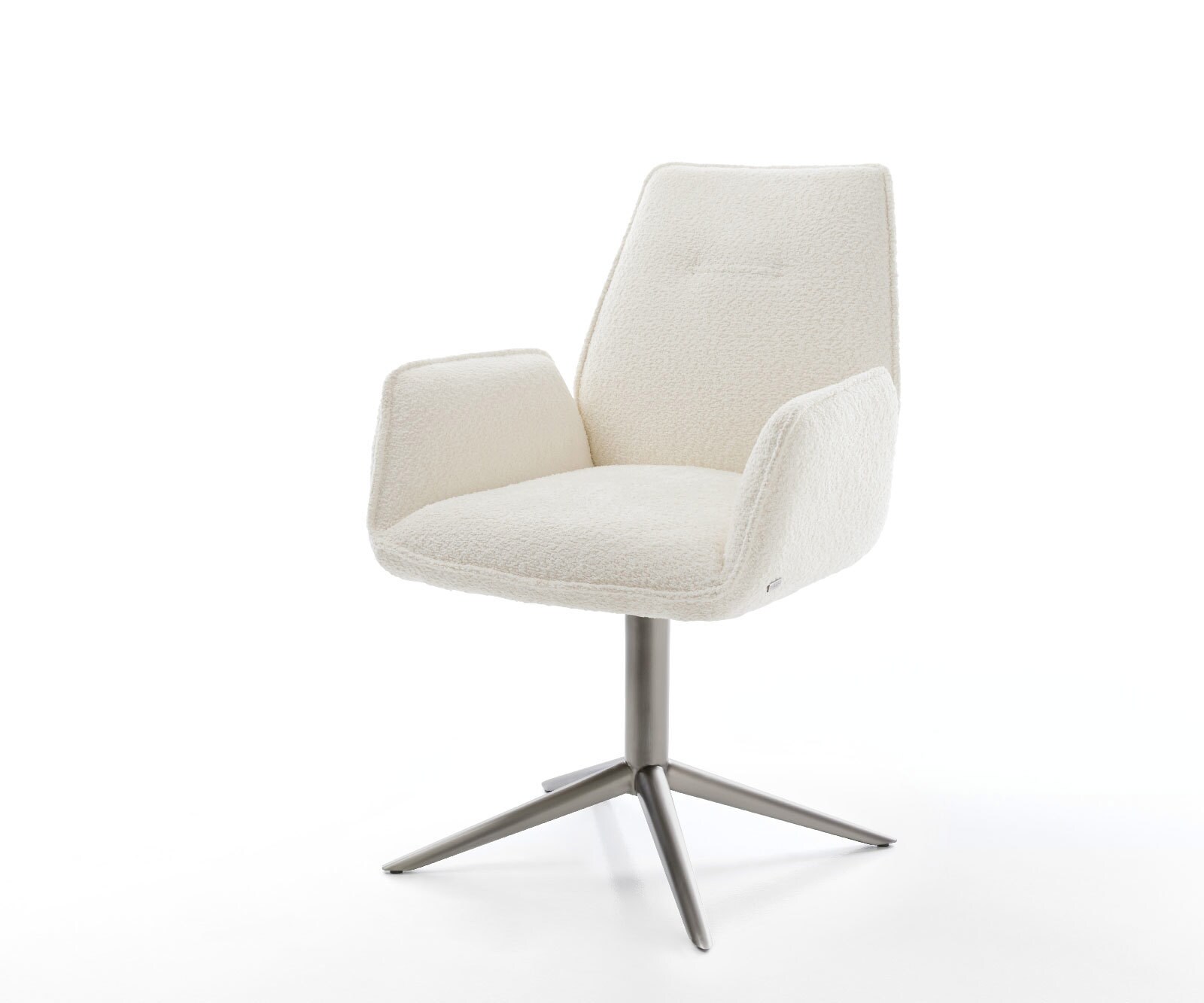 Chaise-pivotante Zoa-Flex bouclé blanc pied de chaise 4 branches grafiete pivotement sur 360° fonction bascule ressorts ensachés