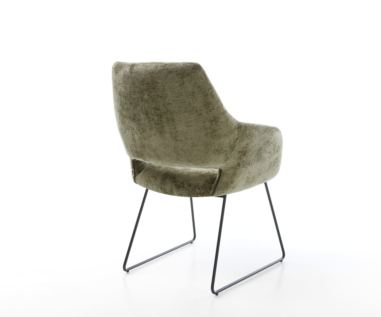 Chaise-de-salle-à-manger Yago-Flex avec accoudoirs chenille olive pied trapèze noir ressorts ensachés 4 Chaise-de-salle-à-manger Yago-Flex avec accoudoirs chenille olive pied trapèze noir ressorts ensachés 4