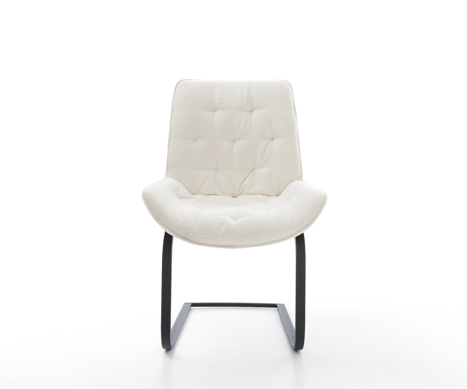 Cantilever Taimi-Flex bouclé doux beige pied cantilever plat noir 1