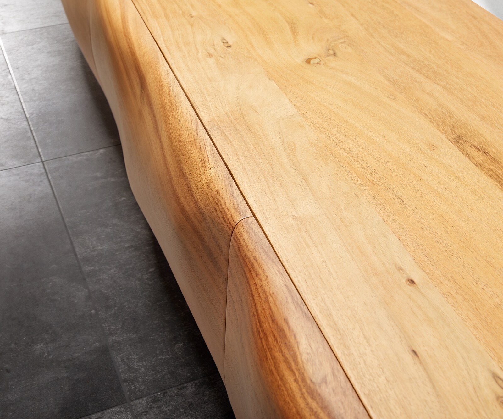Meuble-TV New Live-Edge 240 cm acacia naturel 4 portes 1 compartiment patin inoxyda le brossé 5