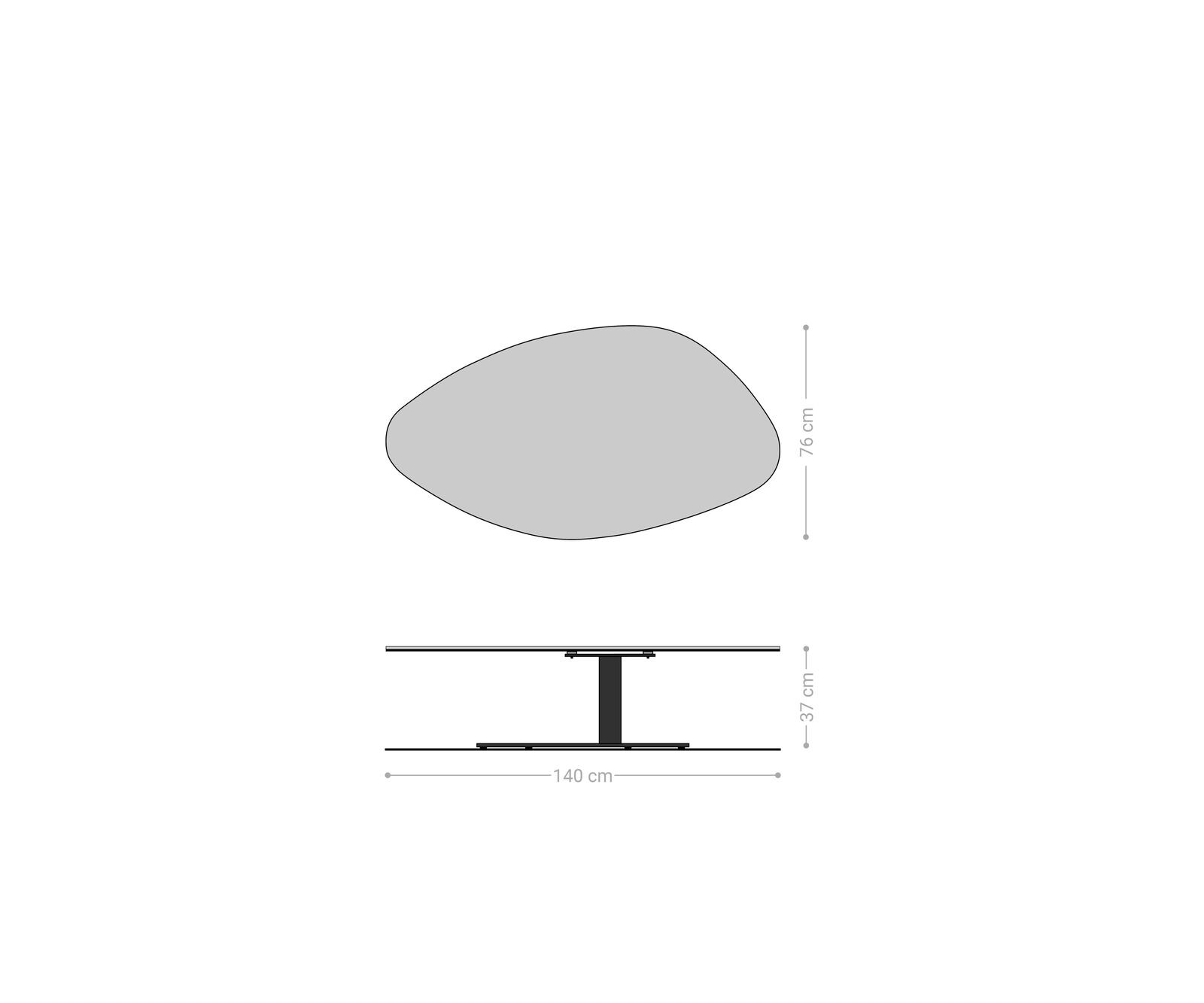 Table basse Edge Organique 140x76 cm céramique Laminam® Noir Desir brun Vibany métal noir 8