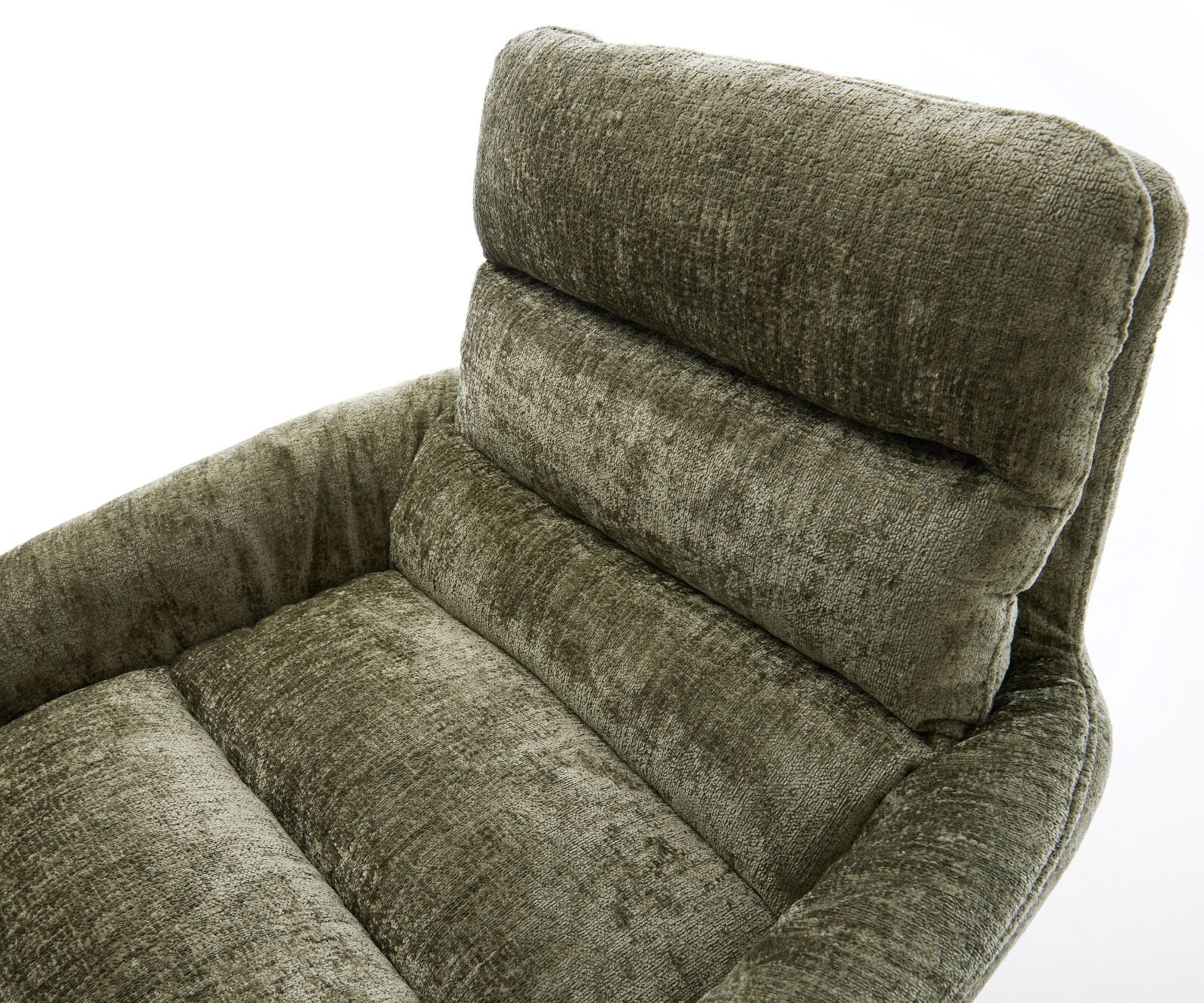 Chaise-de-salle-à-manger Abelia-Flex avec accoudoirs chenille olive 4 pieds coniques noir 3