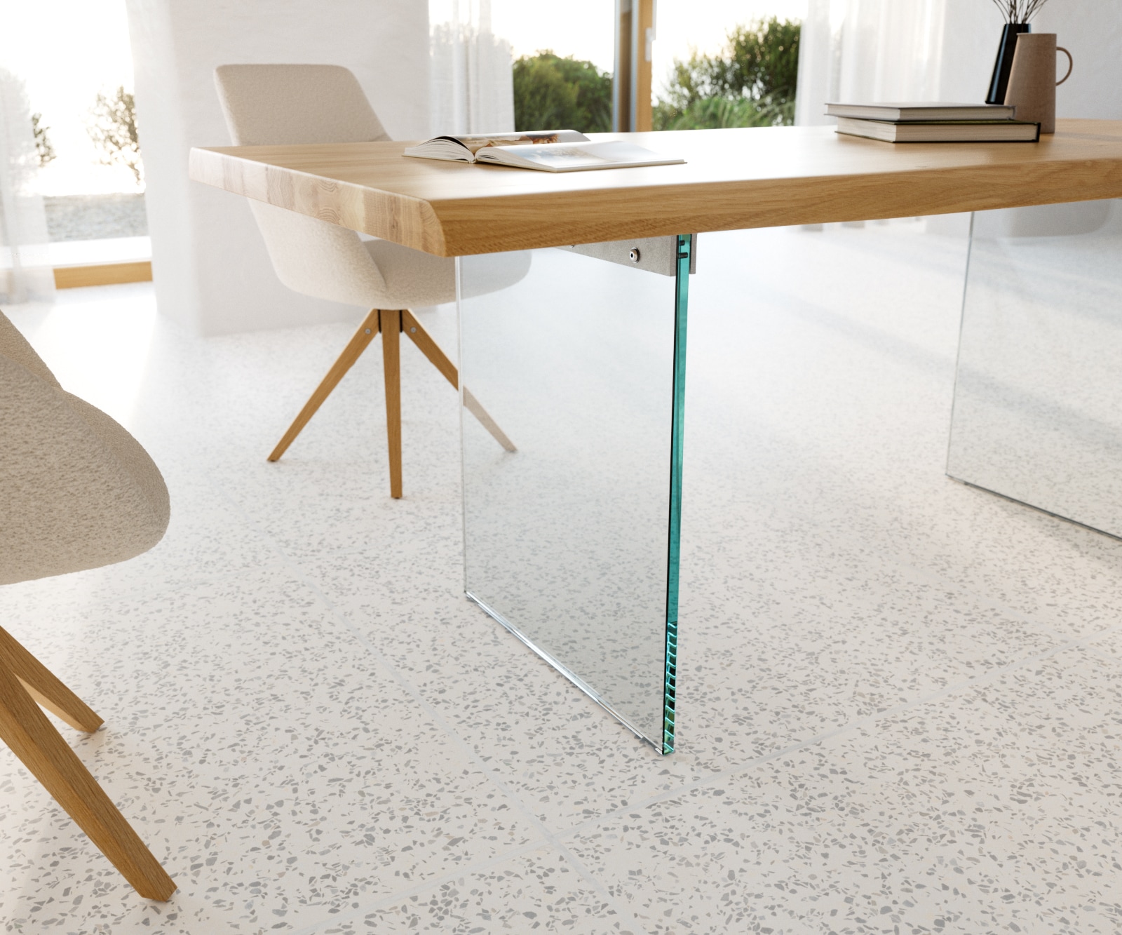 Table à manger Edge 200x100 chêne nature verre Live-Edge 5 Table à manger Edge 200x100 chêne nature verre Live-Edge 5