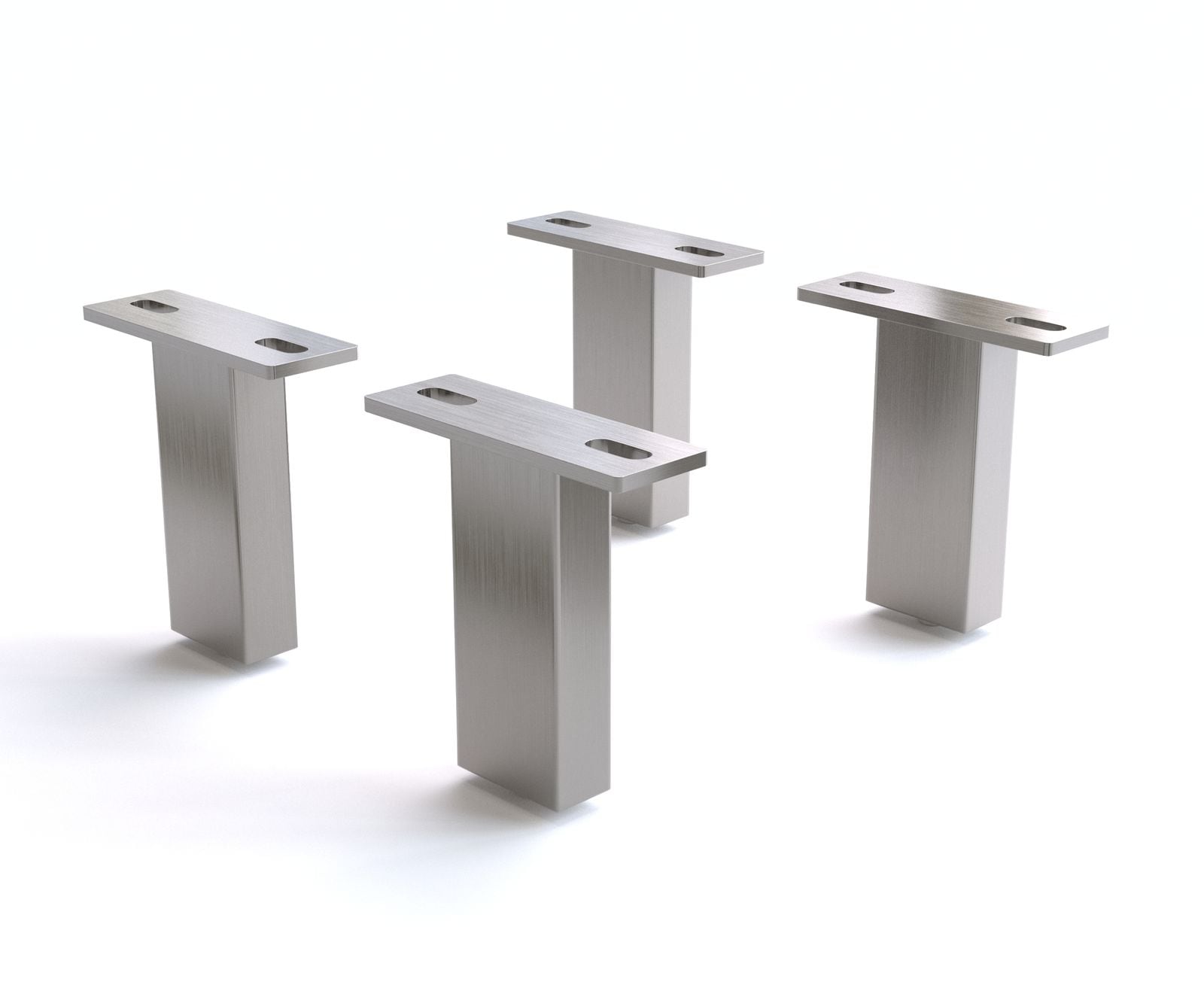 Pied-carré 12,5 cm inox brossé pour tous types de meubles (set de 4) Pied-carré 12,5 cm inox brossé pour tous types de meubles (set de 4)