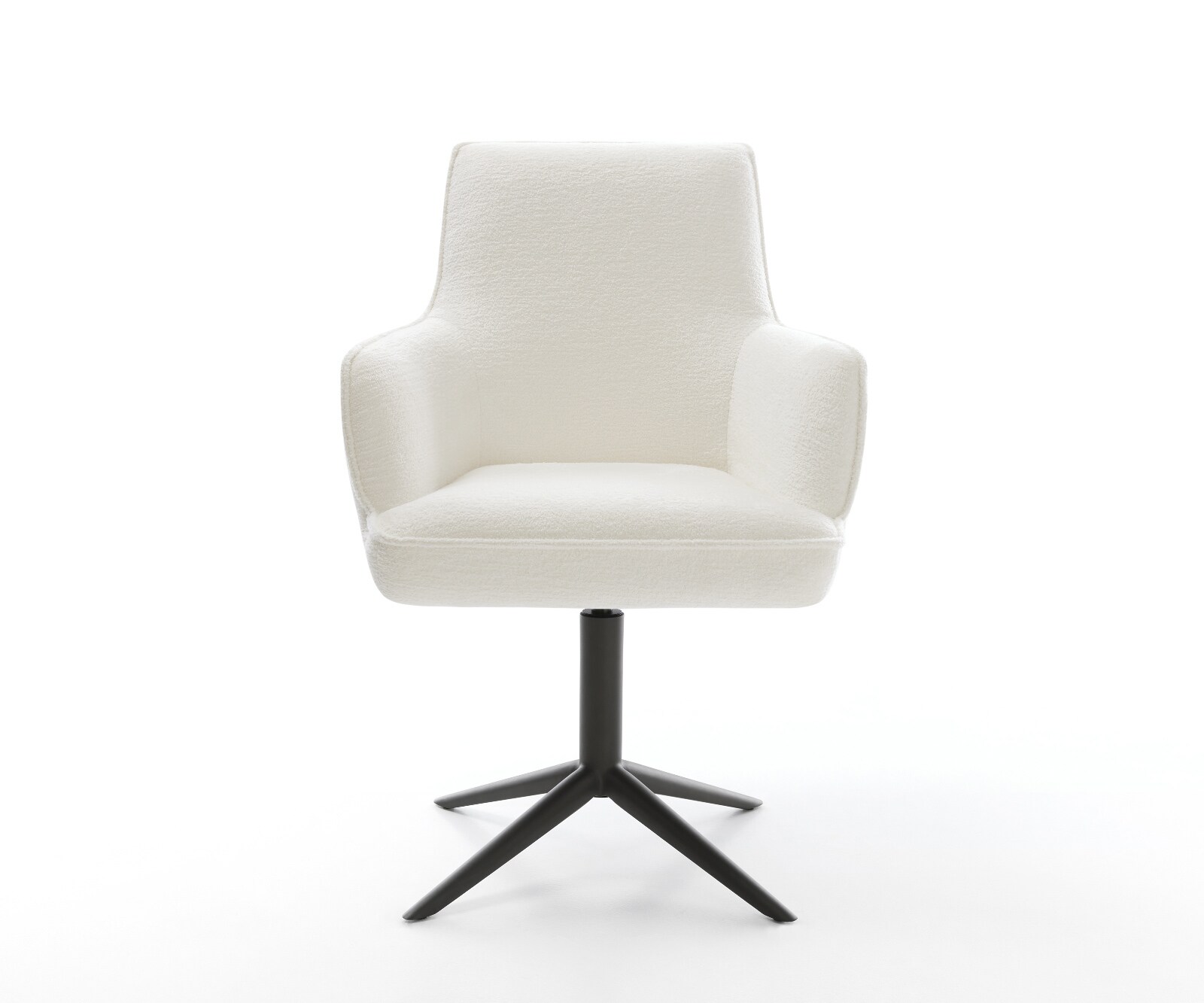 Chaise-pivotante Heira-Flex avec accoudoirs bouclé doux beige pied de chaise 4 branches noir pivotement sur 360° fonction bascule resorts ensachés 2