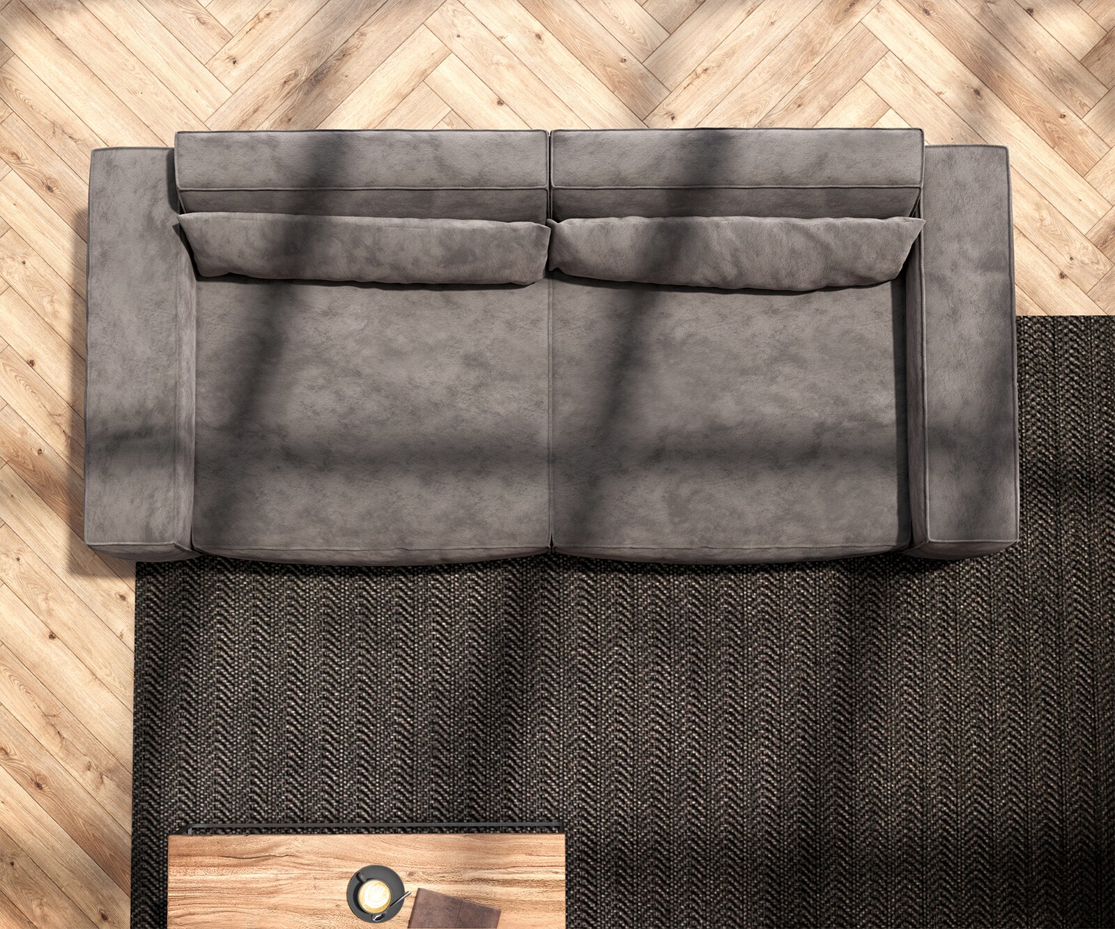 Grand Canapé Sirpio 230x95 cm Microfibre Marron Kaki 4