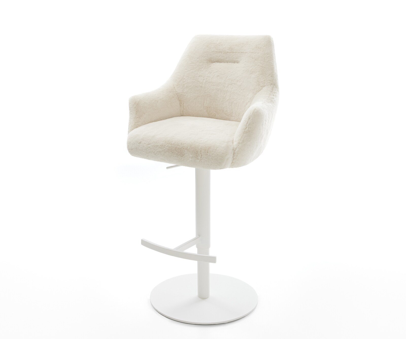 Chaise-de-bar Alja-Flex Peluche Crème-blanc Pied pivotant réglable en hauteur blanc Blanc Ressort ensaché 1