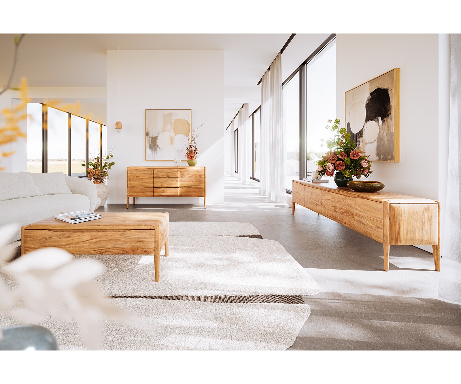 Table-basse Simcha 90x90 cm acacia naturel 1 volet 5