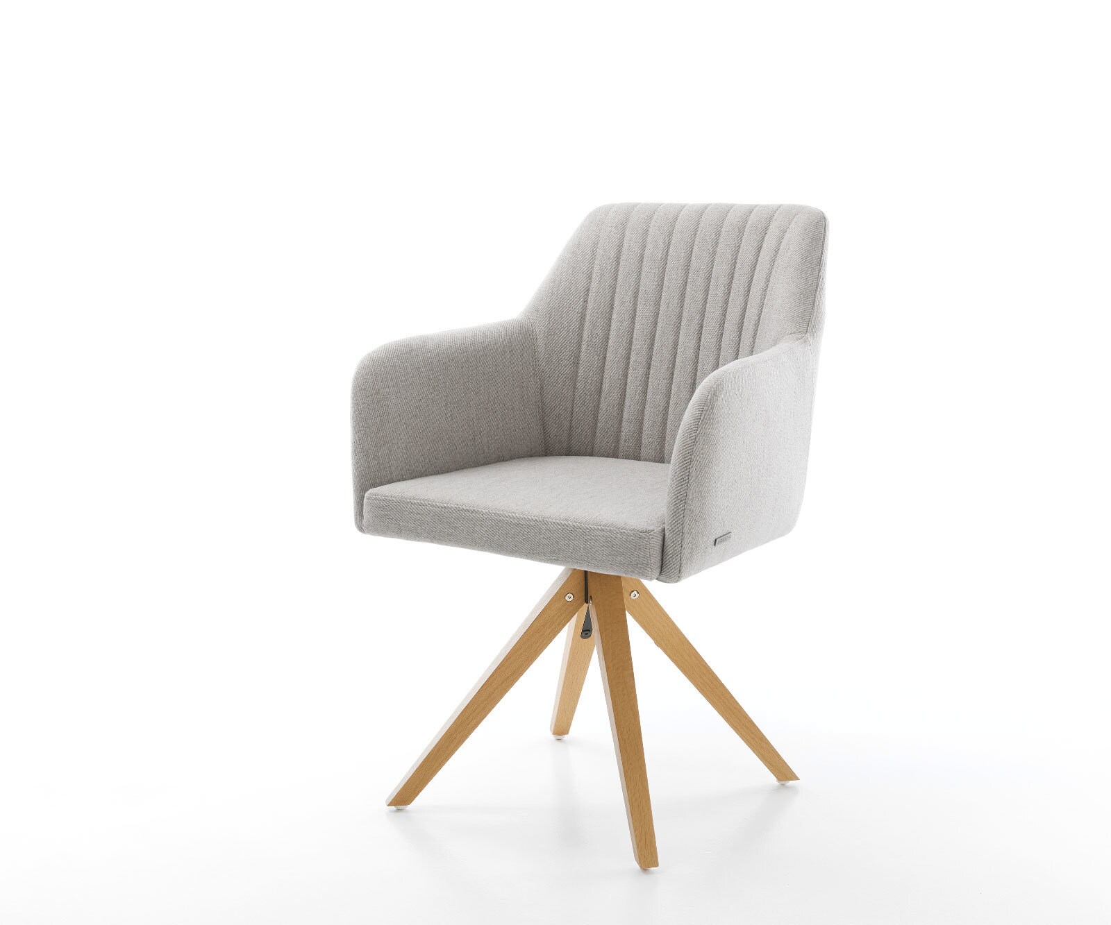 Chaise-de-salle-à-manger Greg-Flex rayures gris clair pied en bois angulaire naturel ressorts ensachés