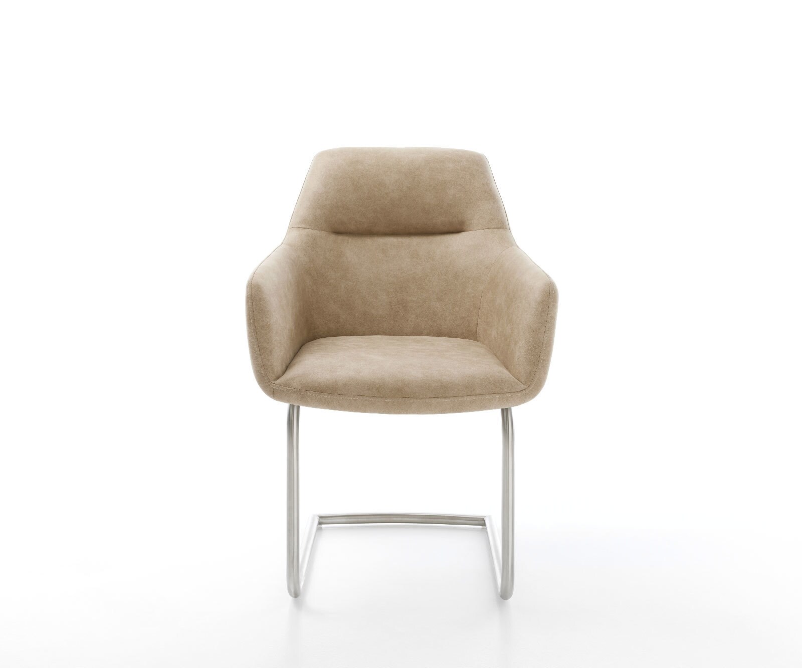 Cantilever Pejo-Flex microvelours beige vintage pied cantilever rond acier inoxydable brossé ressorts ensachés 2