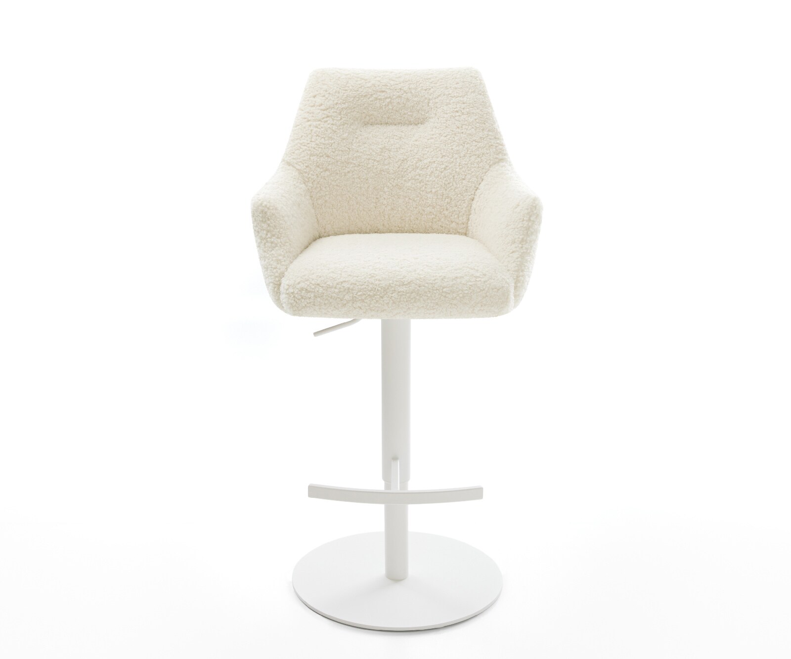 Chaise-de-bar Alja-Flex Tissu teddy Beige Pied pivotant réglable en hauteur blanc Blanc Ressort ensaché 1
