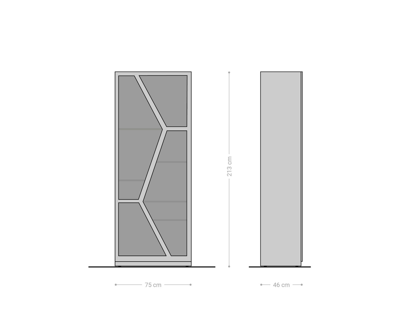 Vitrine-en-verreTaza 75x210 cm acacia naturel 4 portes armoire de bar 9