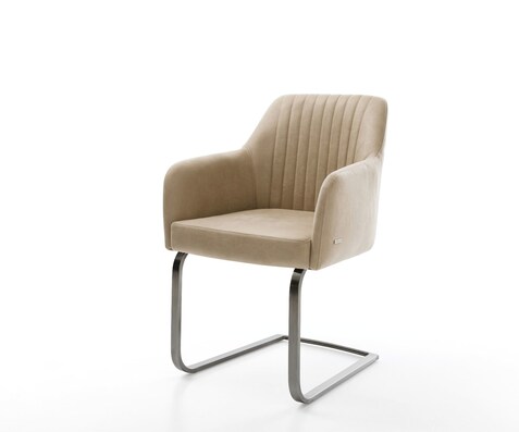 Cantilever Greg-Flex microvelours beige vintage pied cantilever plat grafiete ressorts ensachés