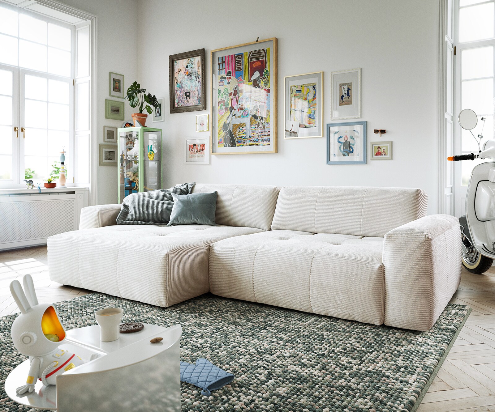 Canapé-d'angle Lazaro 300x160 cm avec pouf et réglable 1