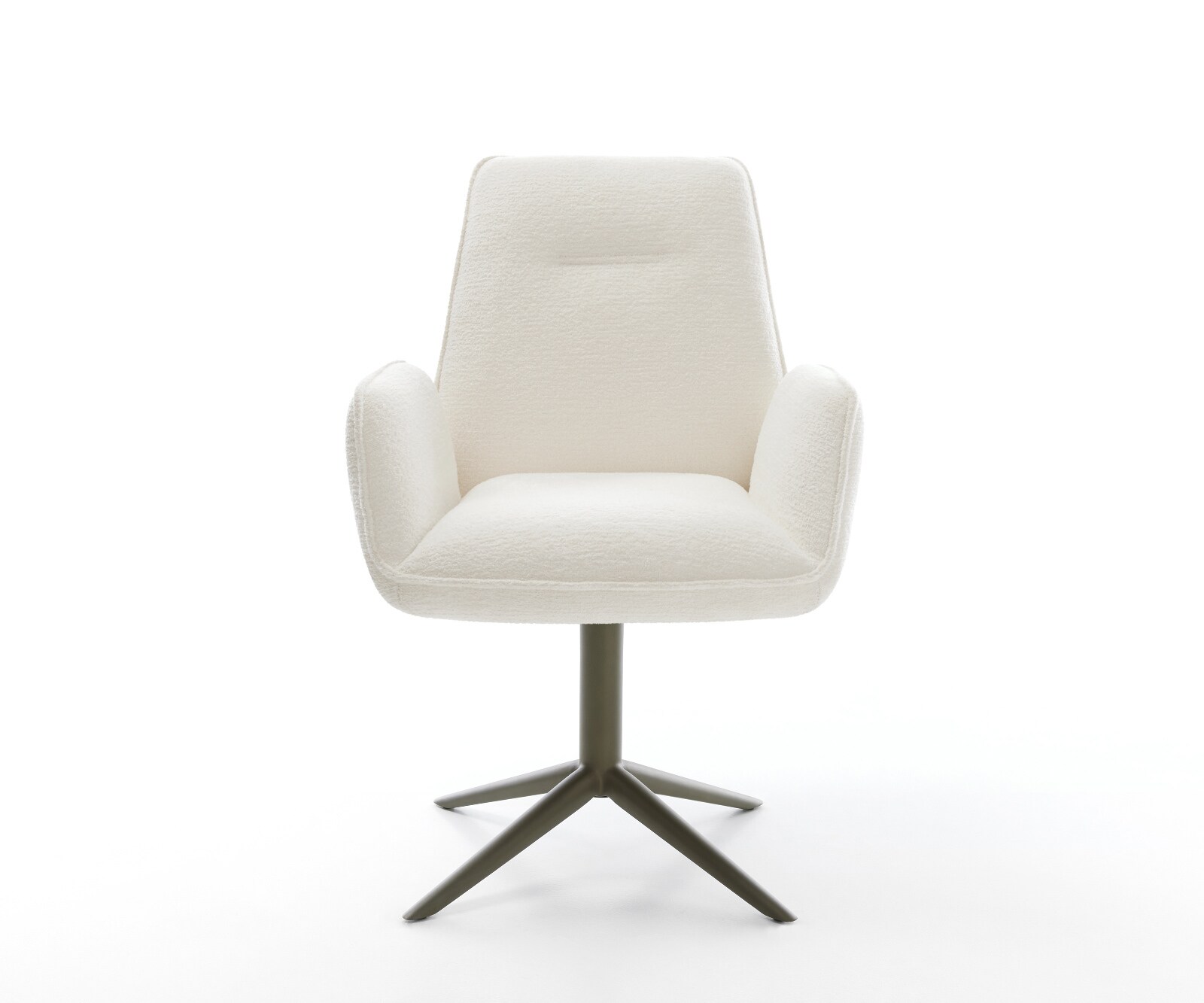 Chaise-pivotante Zoa-Flex bouclé doux beige pied de chaise 4 branches aspect titane pivotement sur 360° fonction bascule resorts ensachés 2