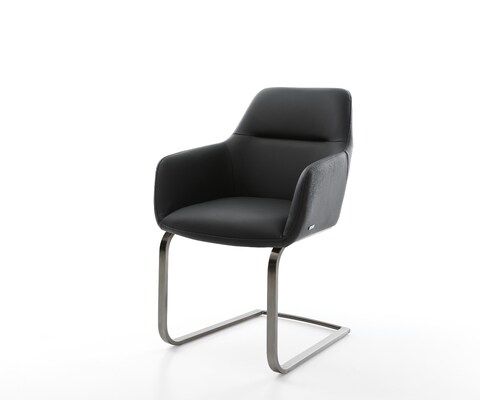 Cantilever Pejo-Flex cuir de vache noir pied cantilever plat grafiete ressorts ensachés