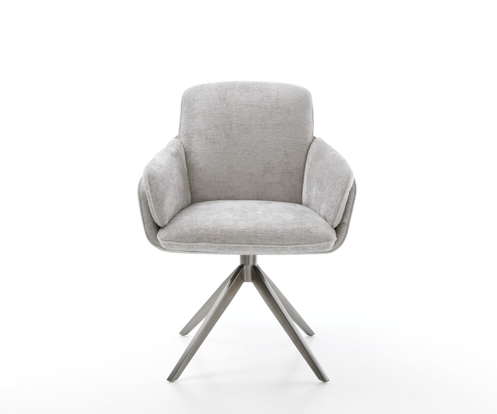 Chaise-pivotante Luan-Flex mit Armlehnen chenille gris argenté pied croisé large grafiete pivotement sur 360° fonction bascule 2